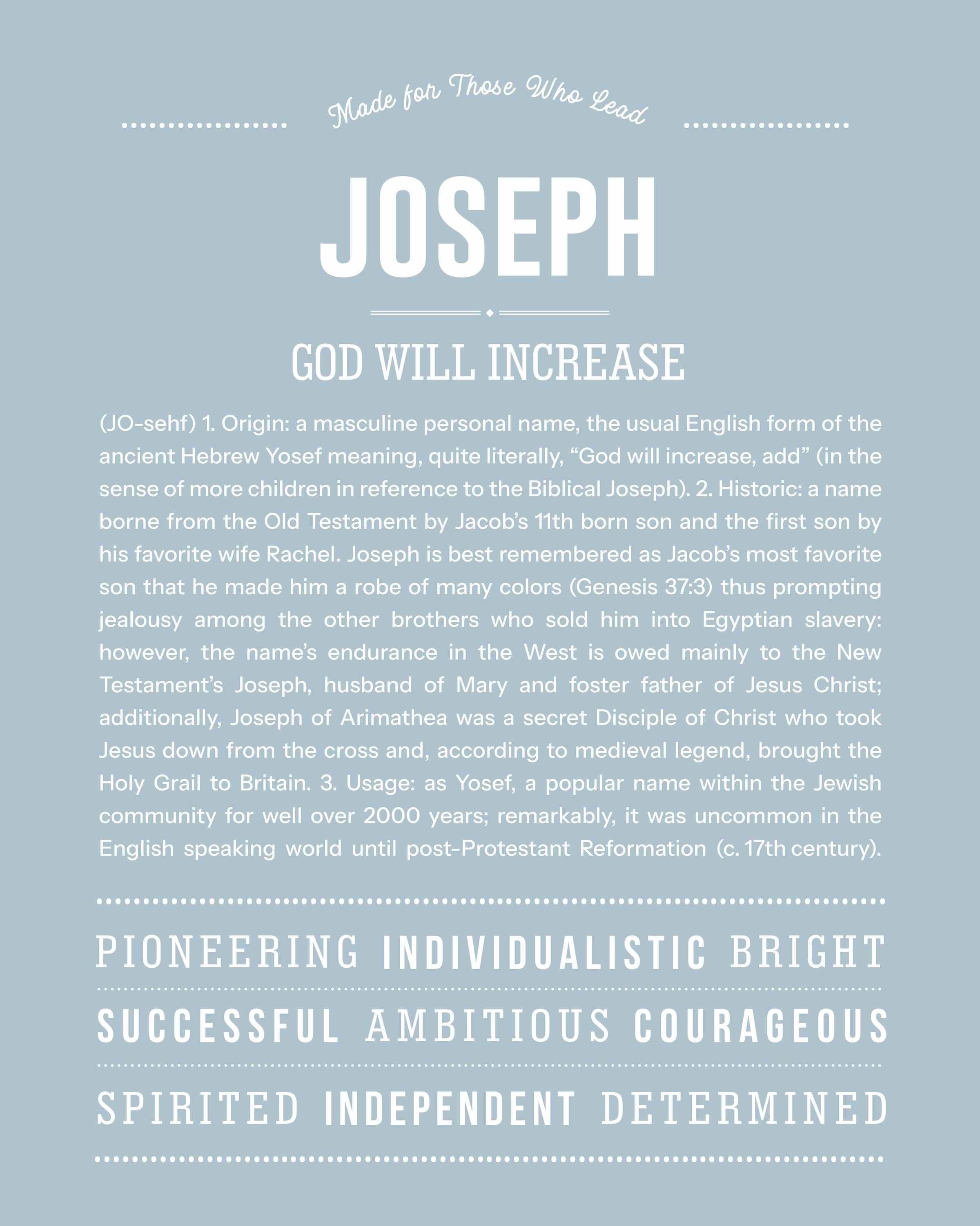 Joseph | Personalised Name Meaning Print – Custom Name Art Gift