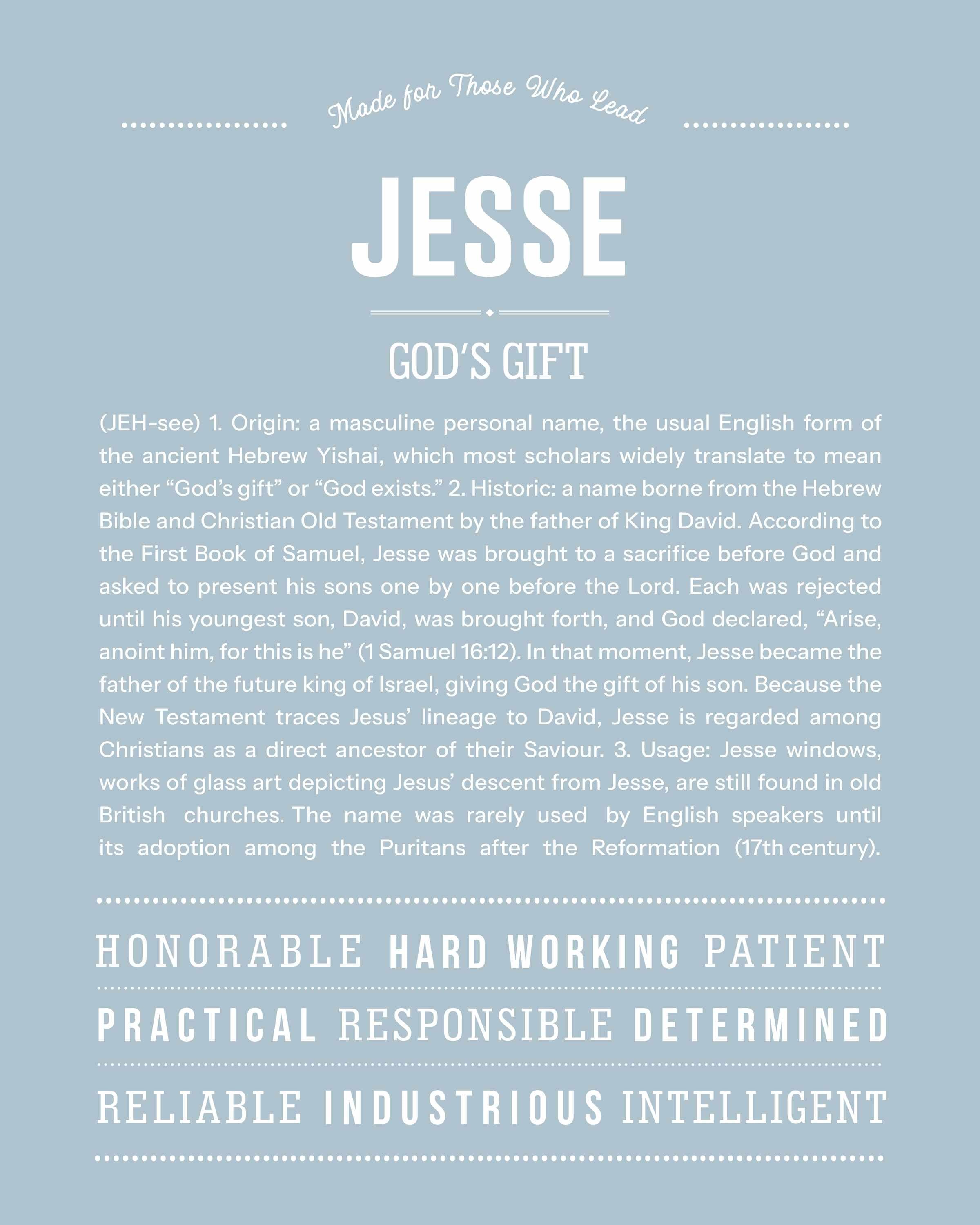 Jesse | Personalised Name Meaning Print – Custom Name Art Gift