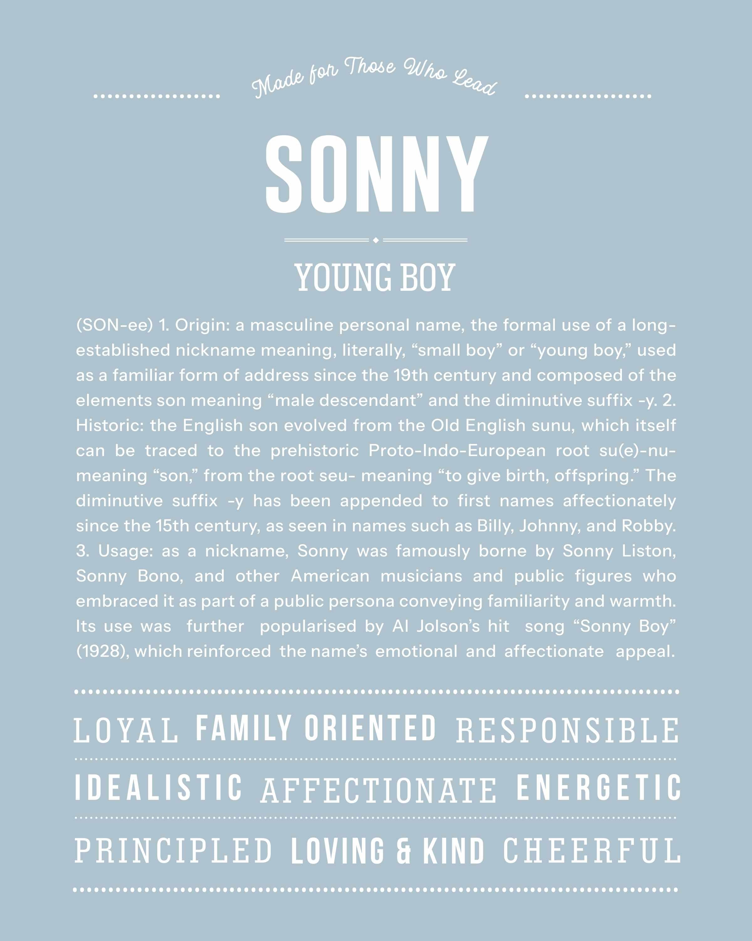 Sonny | Personalised Name Meaning Print – Custom Name Art Gift