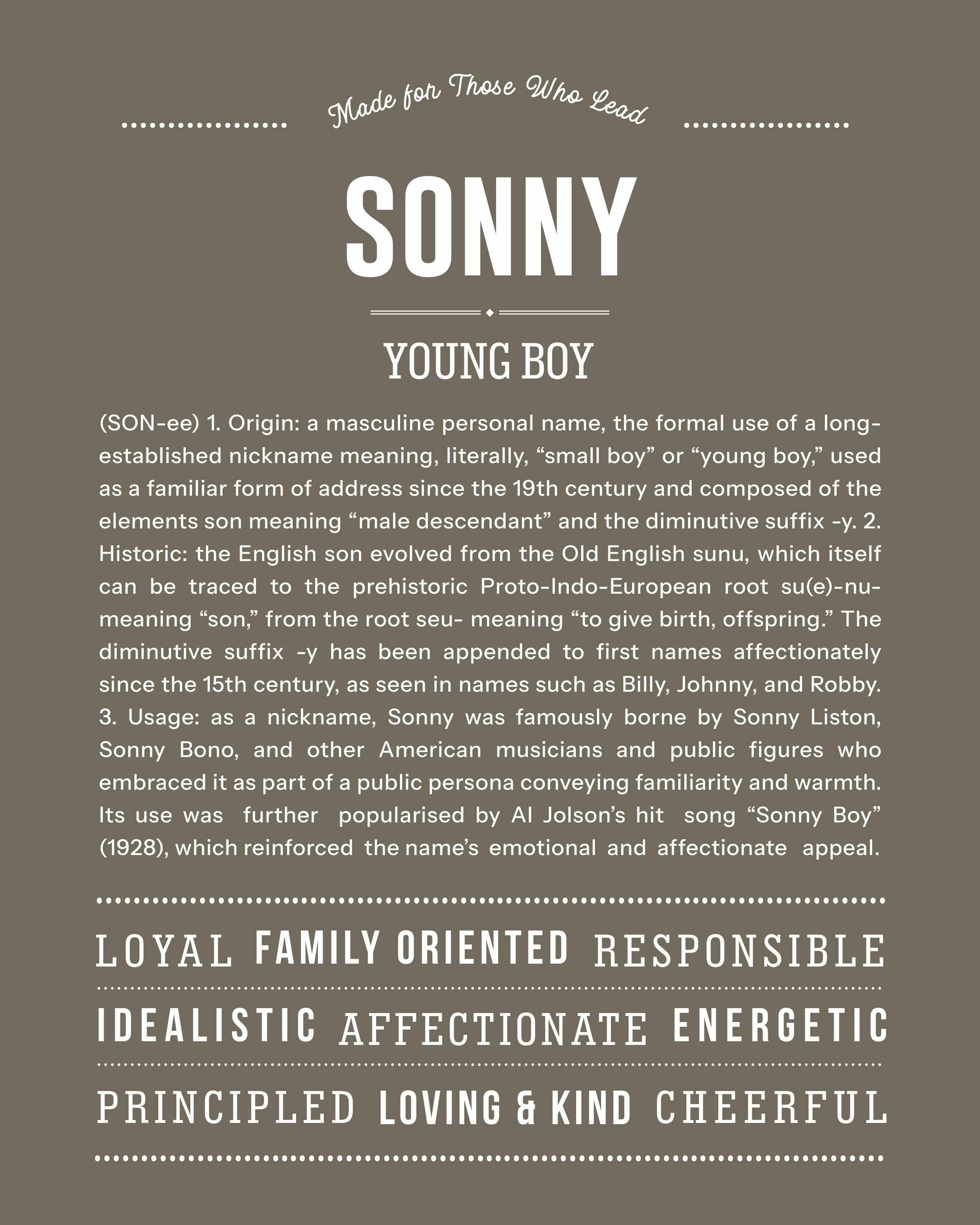 Sonny | Personalised Name Meaning Print – Custom Name Art Gift