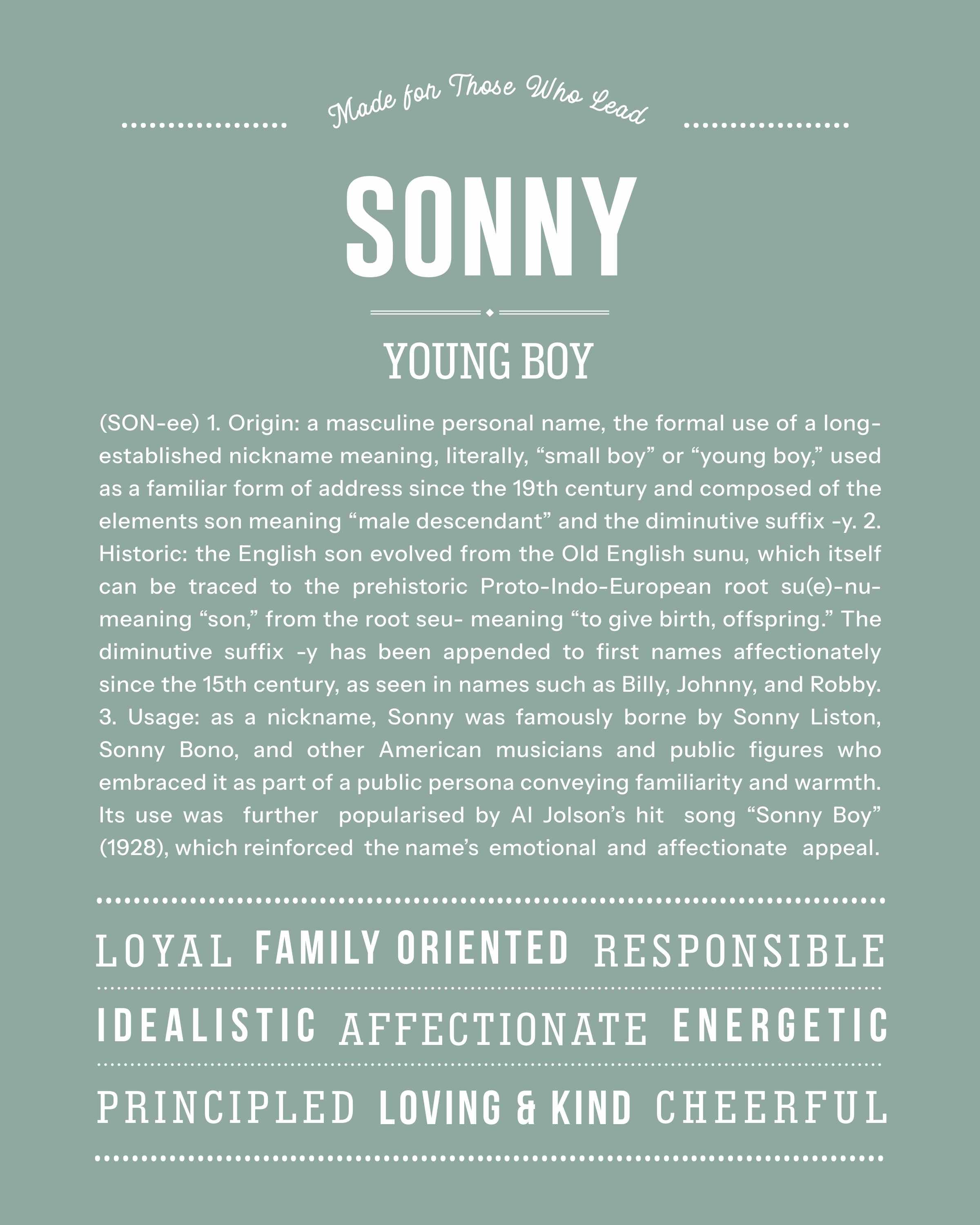 Sonny | Personalised Name Meaning Print – Custom Name Art Gift