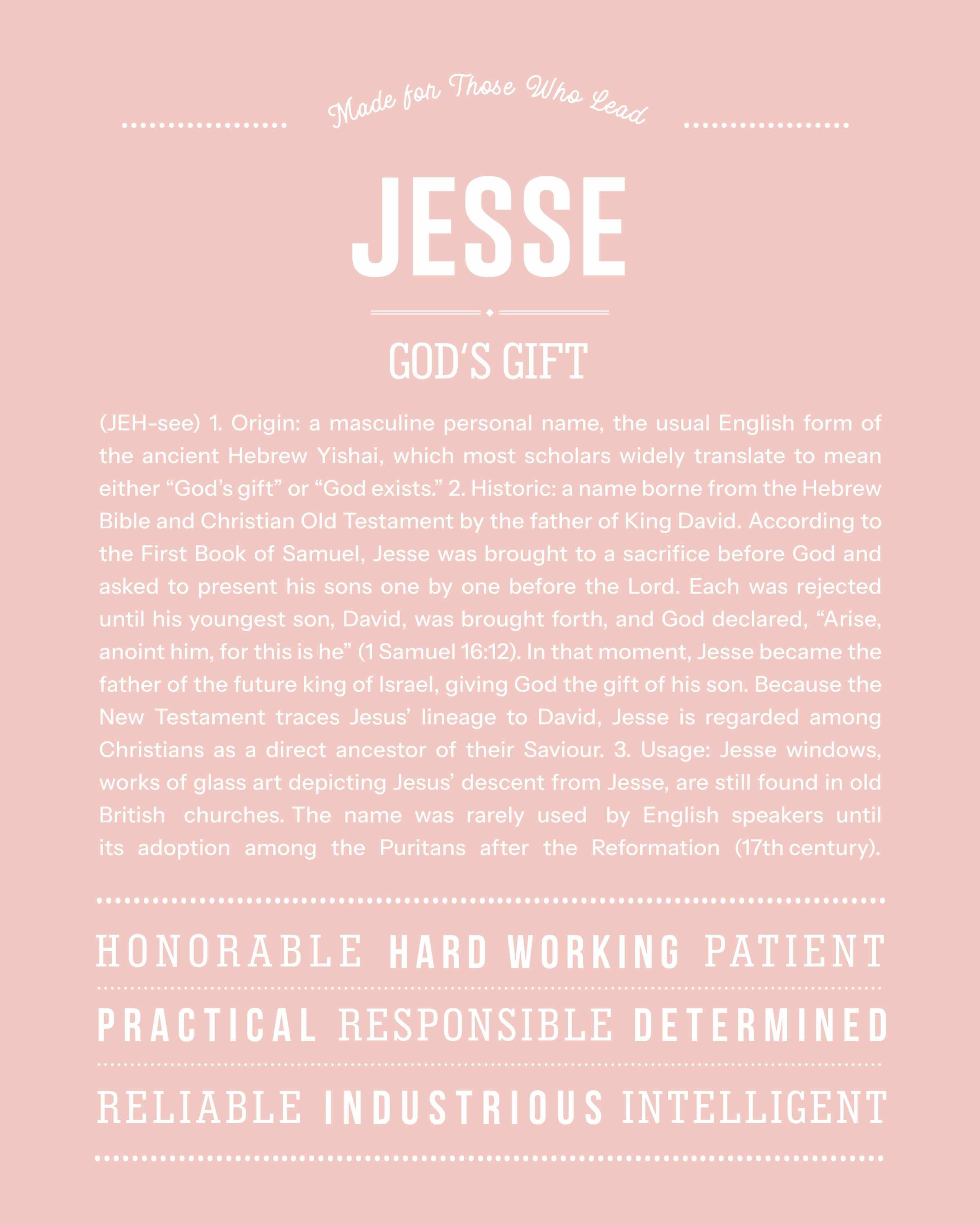 Jesse | Personalised Name Meaning Print – Custom Name Art Gift