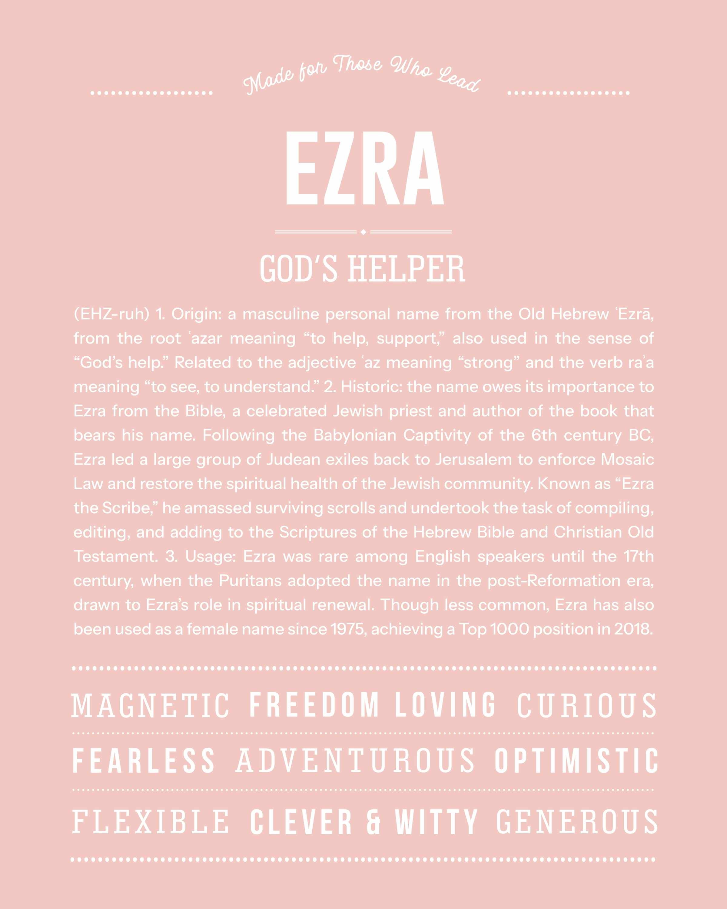 Ezra | Personalised Name Meaning Print – Custom Name Art Gift