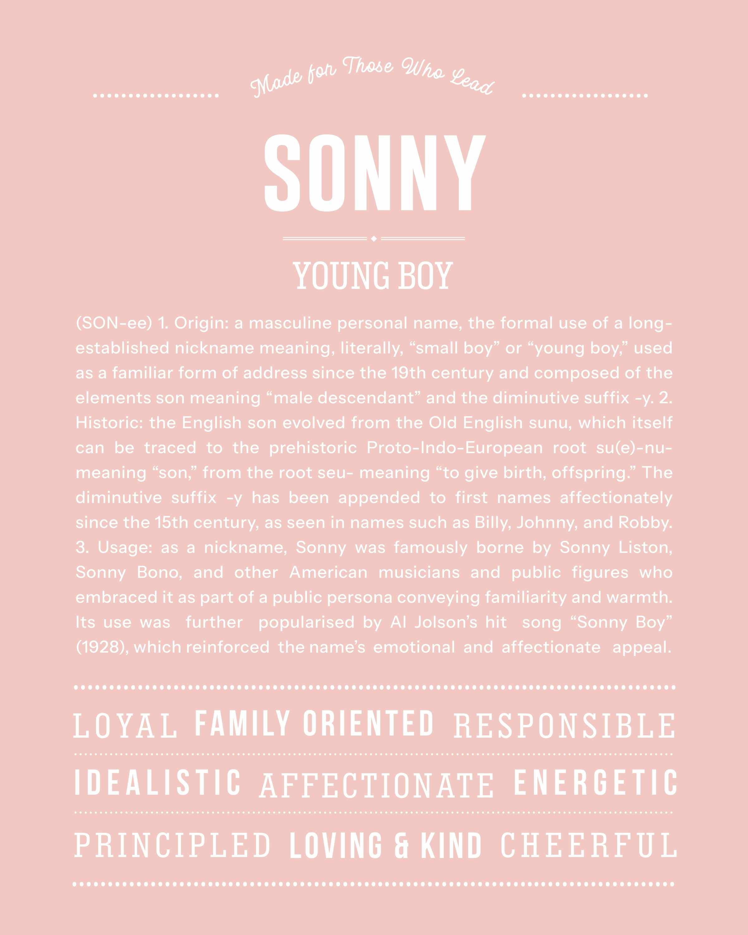 Sonny | Personalised Name Meaning Print – Custom Name Art Gift