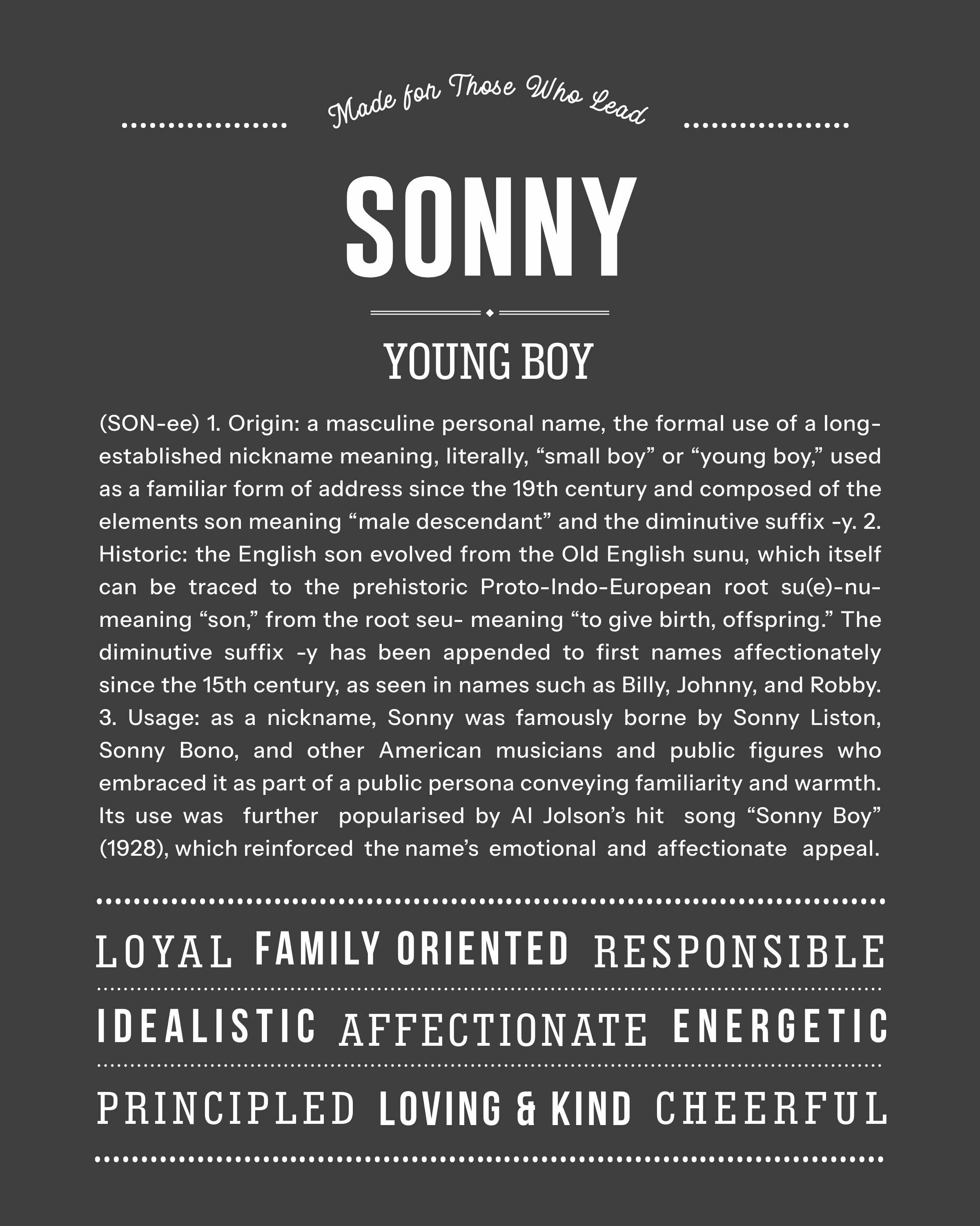 Sonny | Personalised Name Meaning Print – Custom Name Art Gift