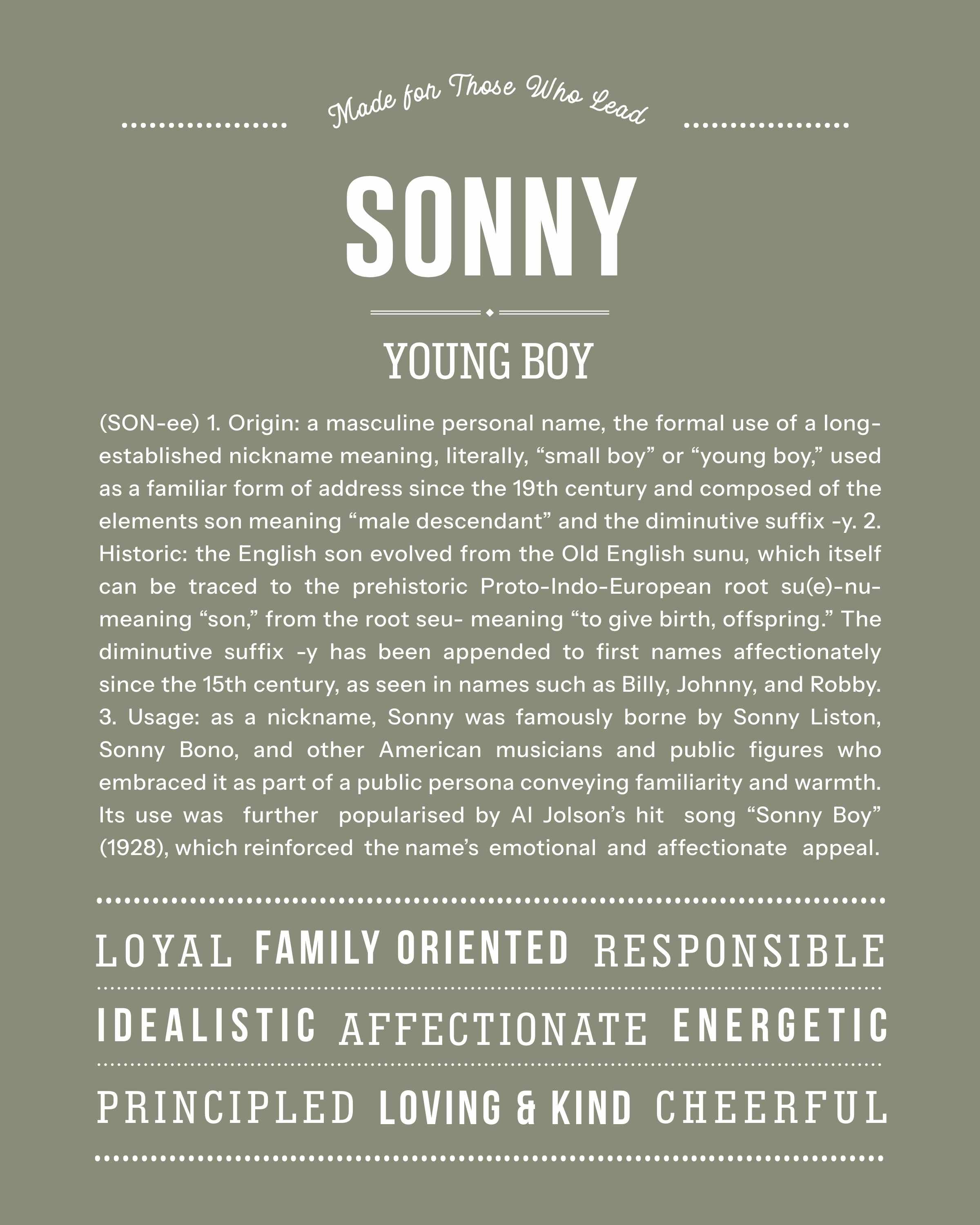 Sonny | Personalised Name Meaning Print – Custom Name Art Gift