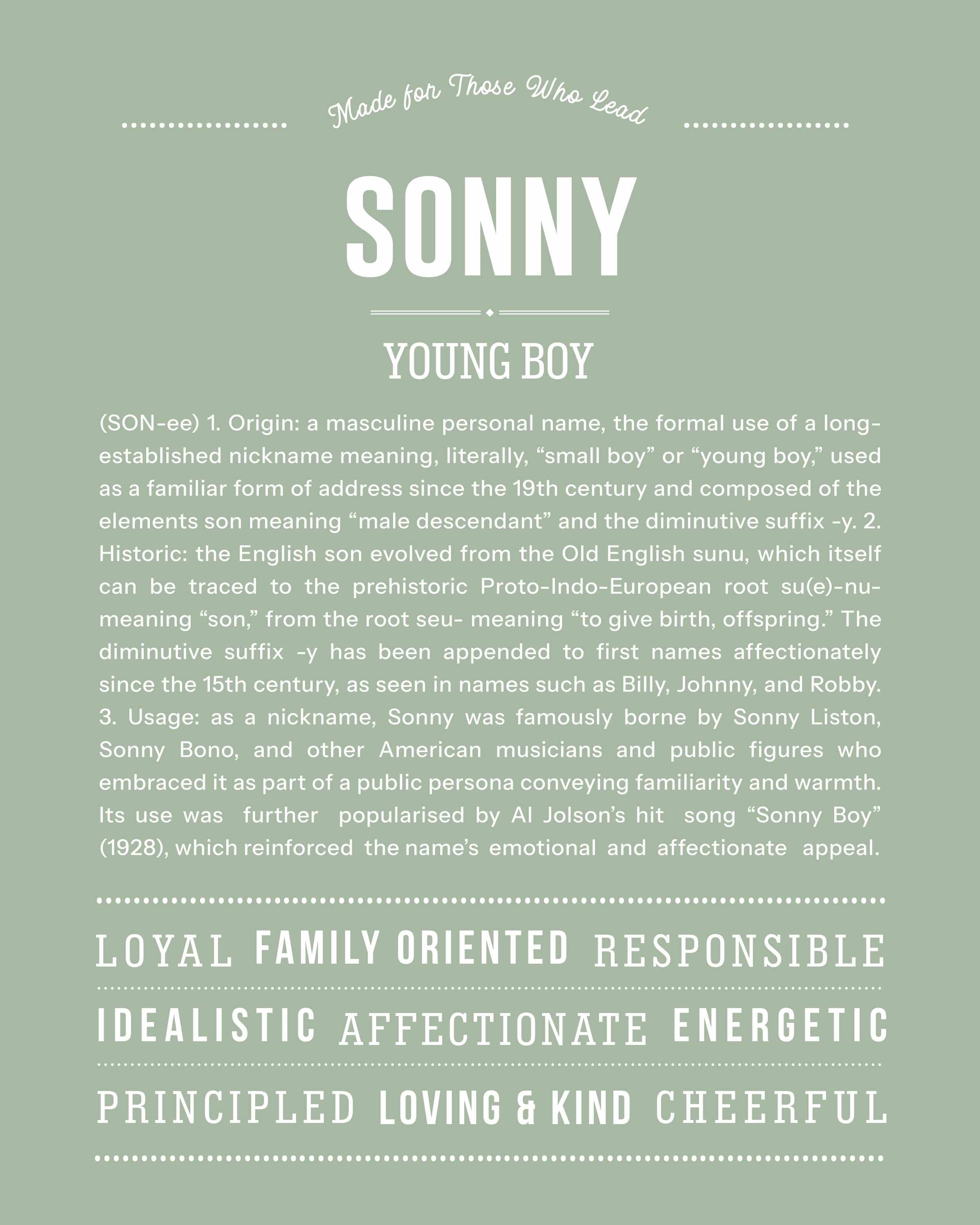 Sonny | Personalised Name Meaning Print – Custom Name Art Gift