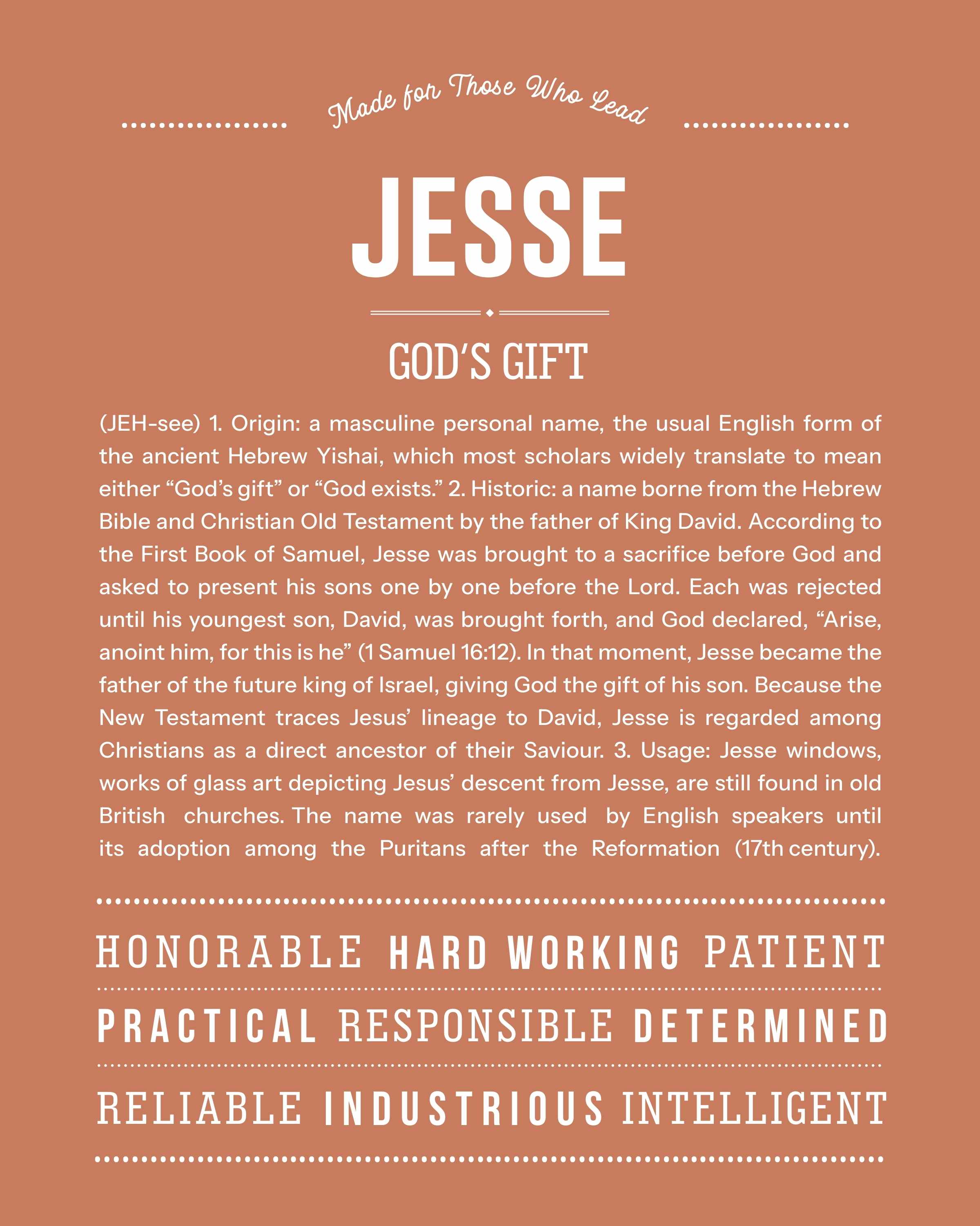 Jesse | Personalised Name Meaning Print – Custom Name Art Gift