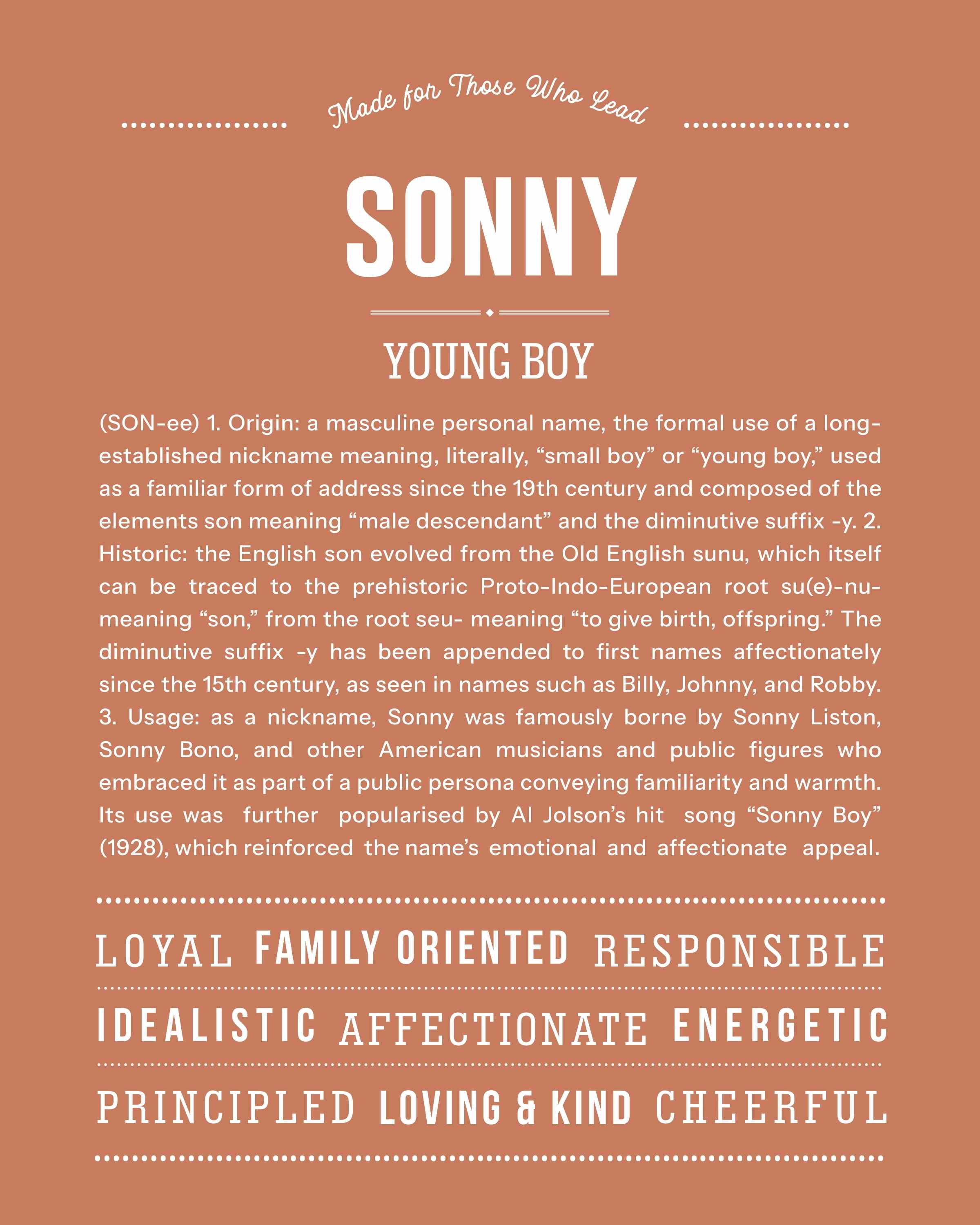 Sonny | Personalised Name Meaning Print – Custom Name Art Gift