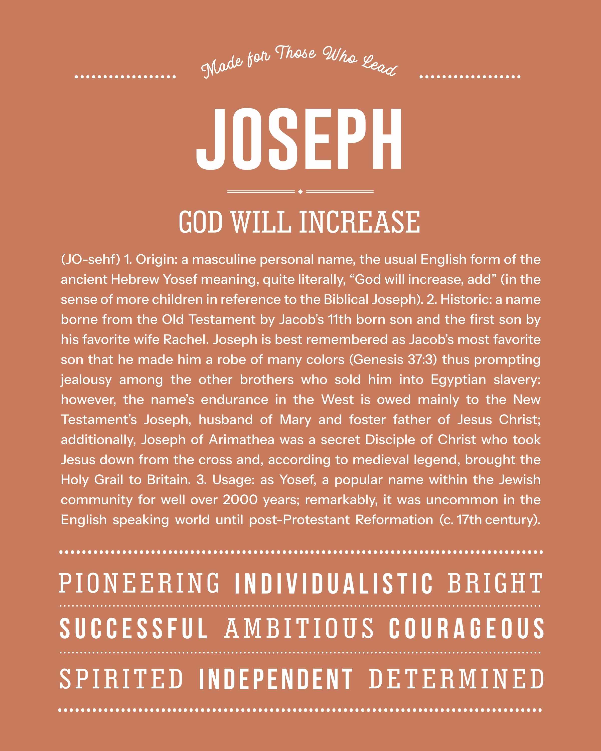 Joseph | Personalised Name Meaning Print – Custom Name Art Gift