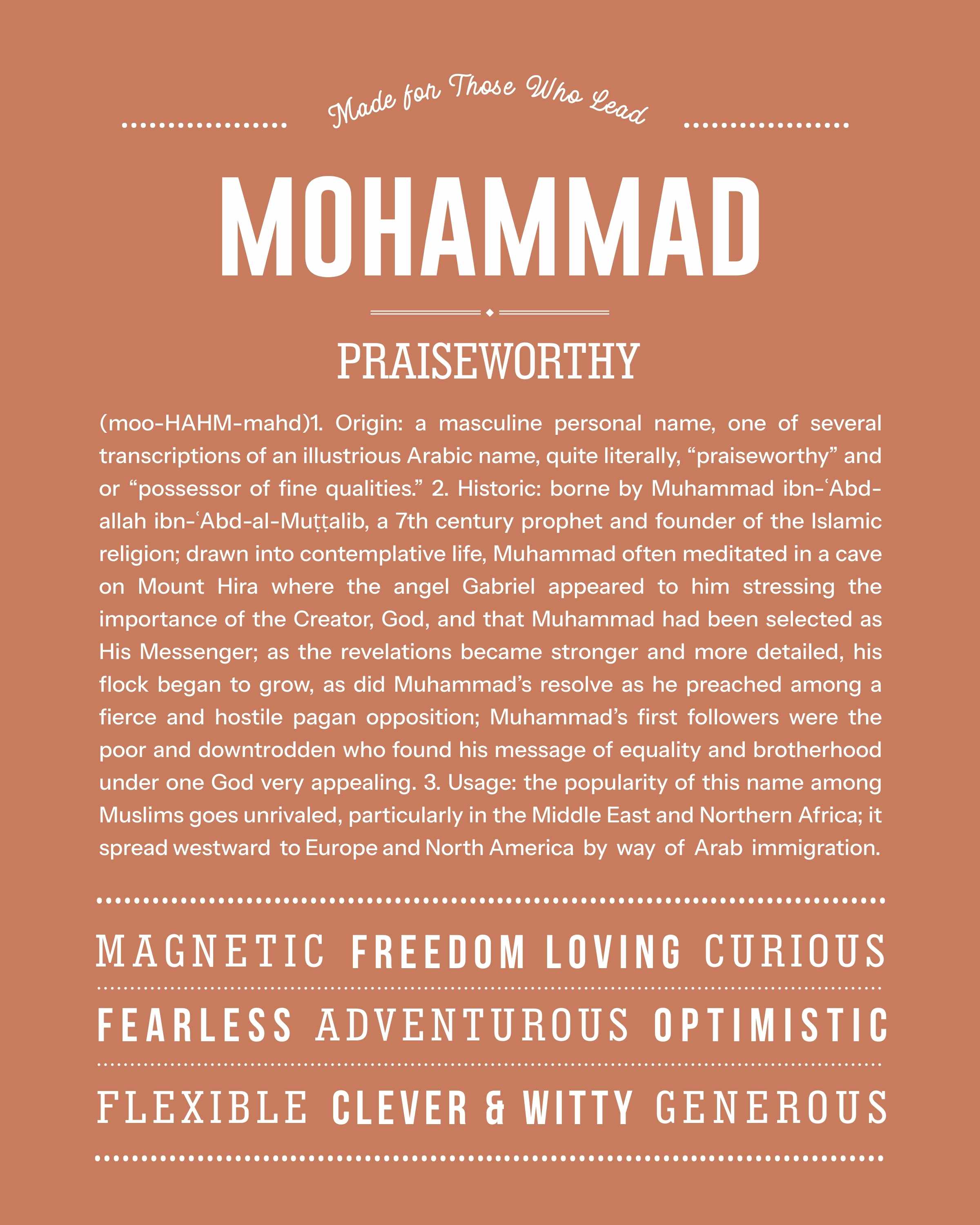 Mohammad | Personalised Name Meaning Print – Custom Name Art Gift
