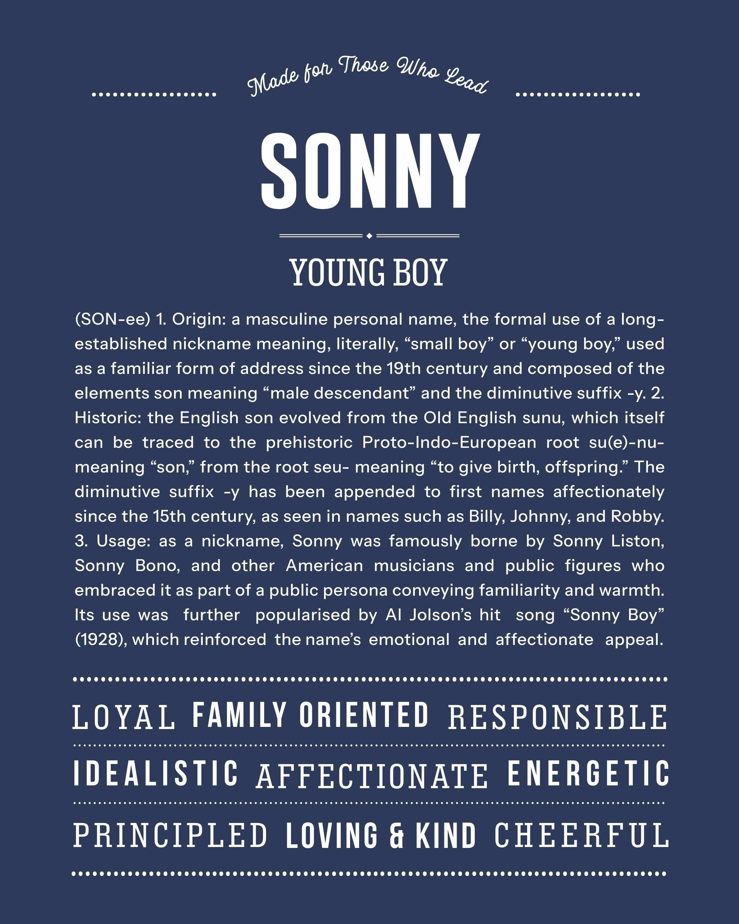 Sonny | Personalised Name Meaning Print – Custom Name Art Gift
