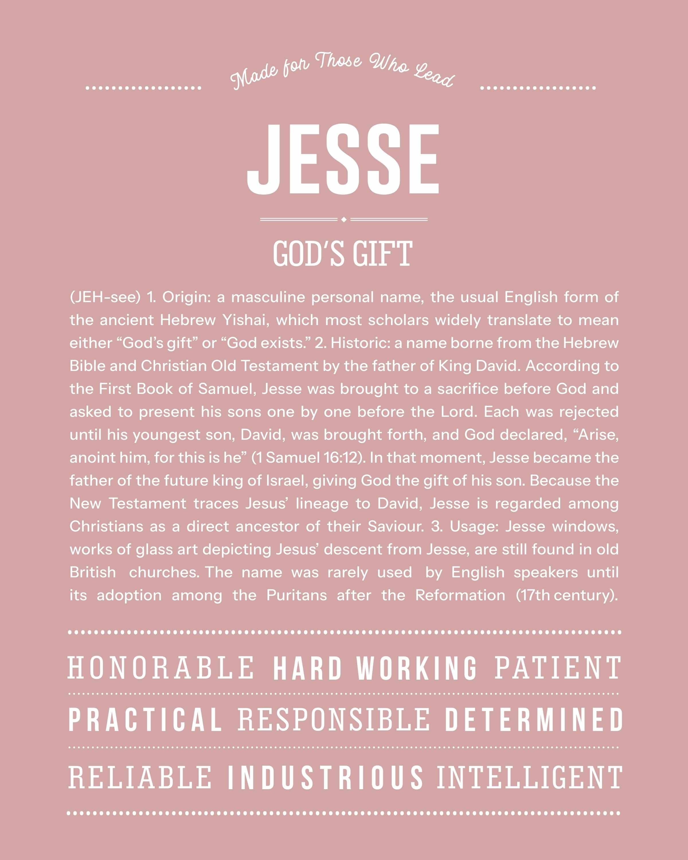Jesse | Personalised Name Meaning Print – Custom Name Art Gift
