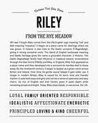 Riley | Personalised Name Meaning Print – Custom Name Art Gift
