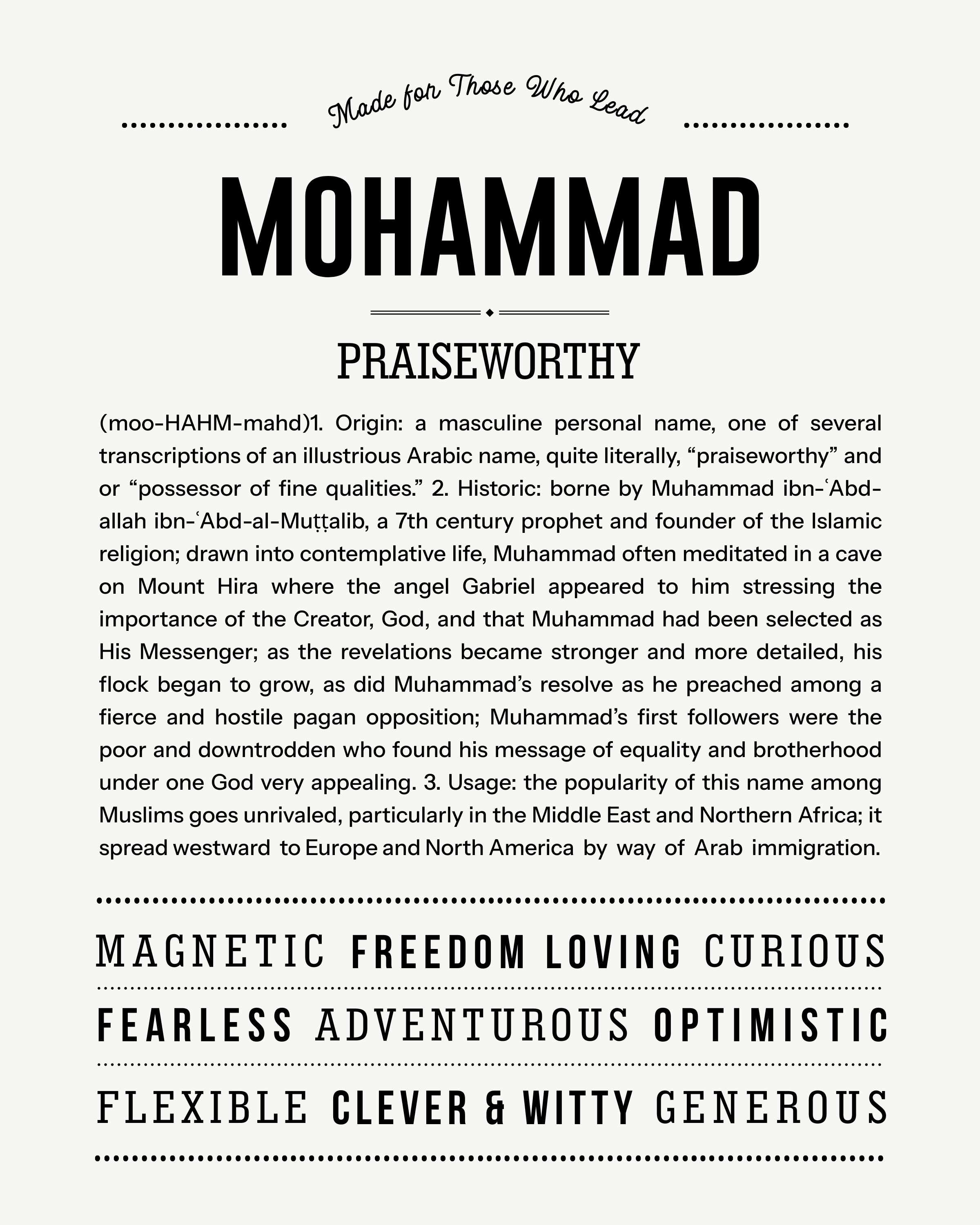Mohammad | Personalised Name Meaning Print – Custom Name Art Gift