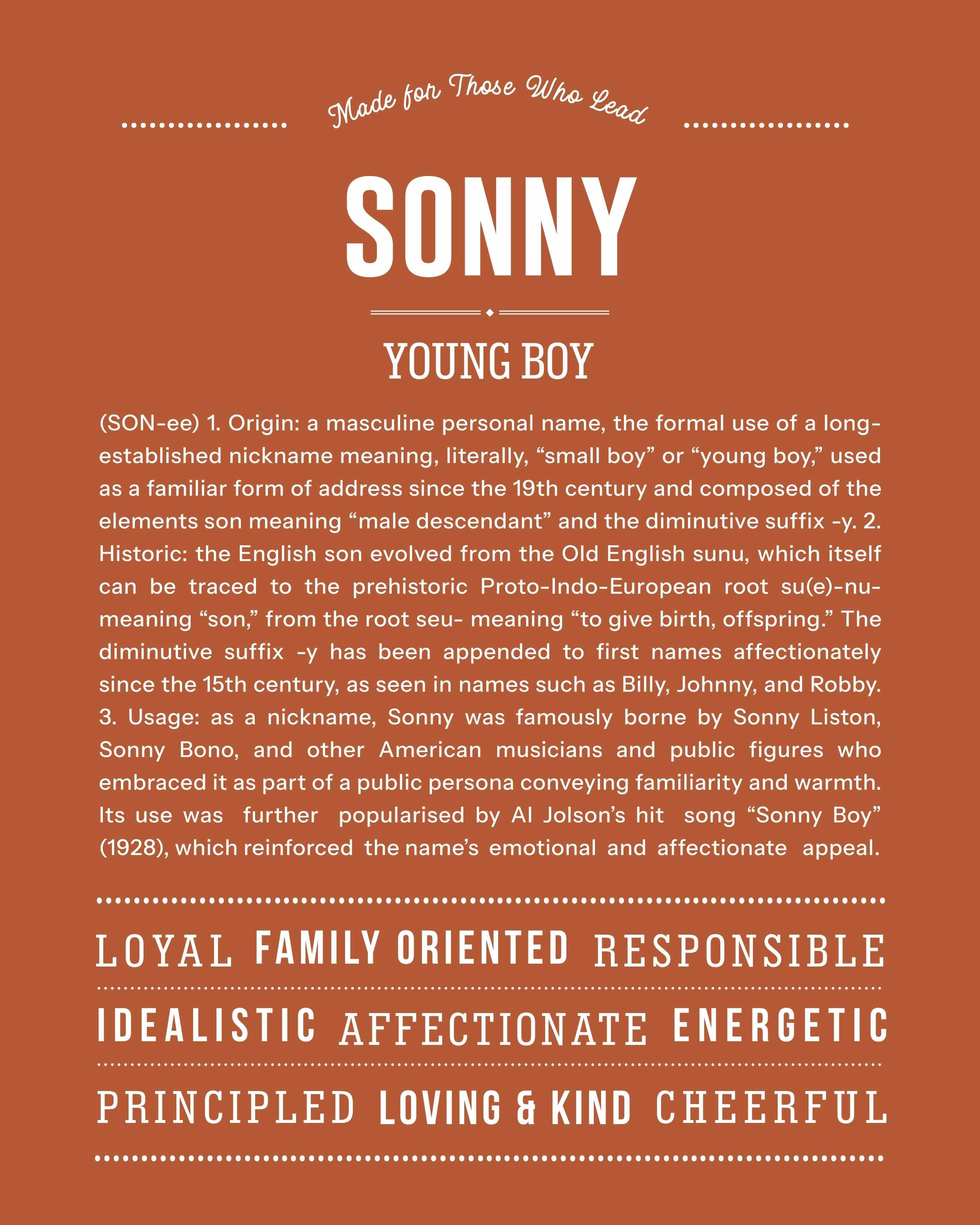 Sonny | Personalised Name Meaning Print – Custom Name Art Gift