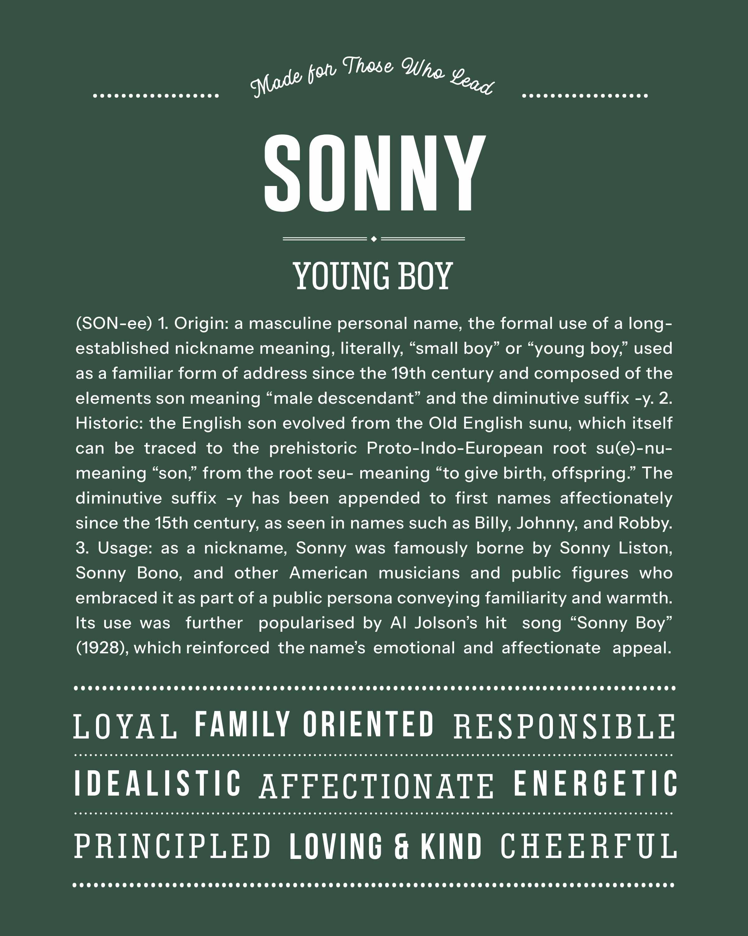 Sonny | Personalised Name Meaning Print – Custom Name Art Gift