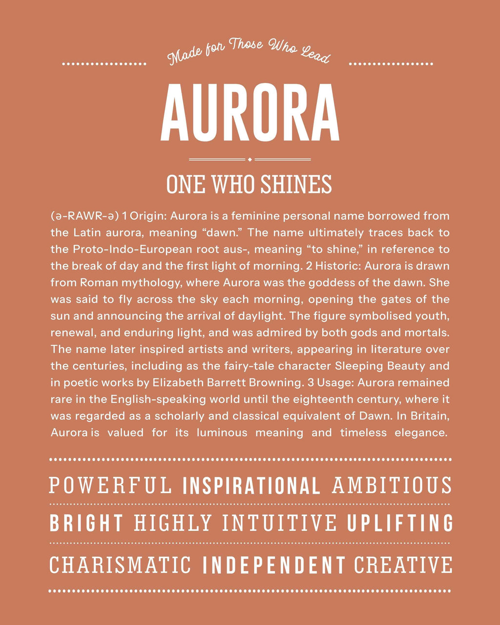 Aurora | Personalised Name Meaning Print – Custom Name Art Gift