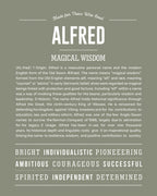 Alfred | Personalised Name Meaning Print – Custom Name Art Gift