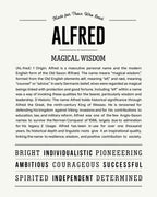 Alfred | Personalised Name Meaning Print – Custom Name Art Gift