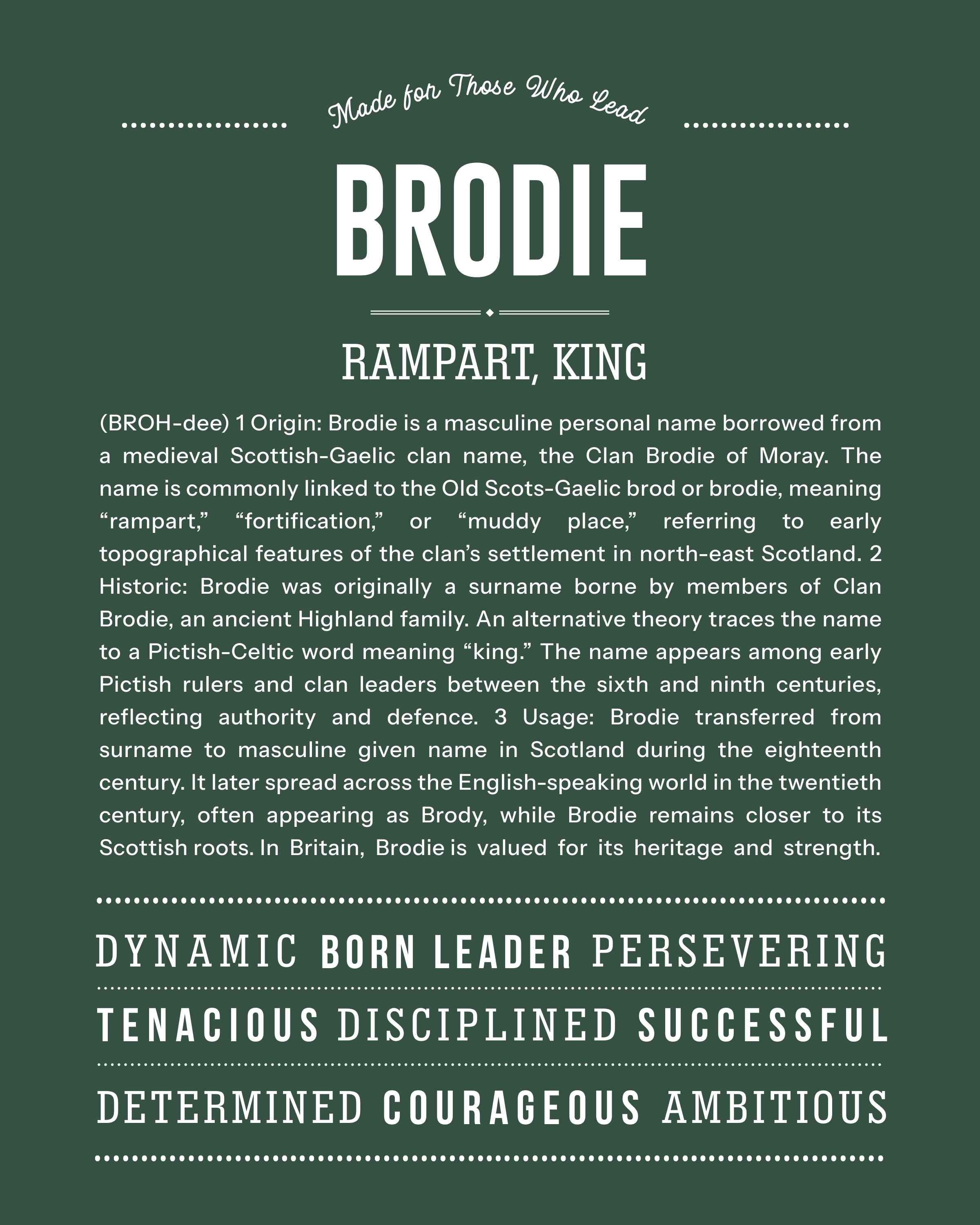 Brodie | Personalised Name Meaning Print – Custom Name Art Gift