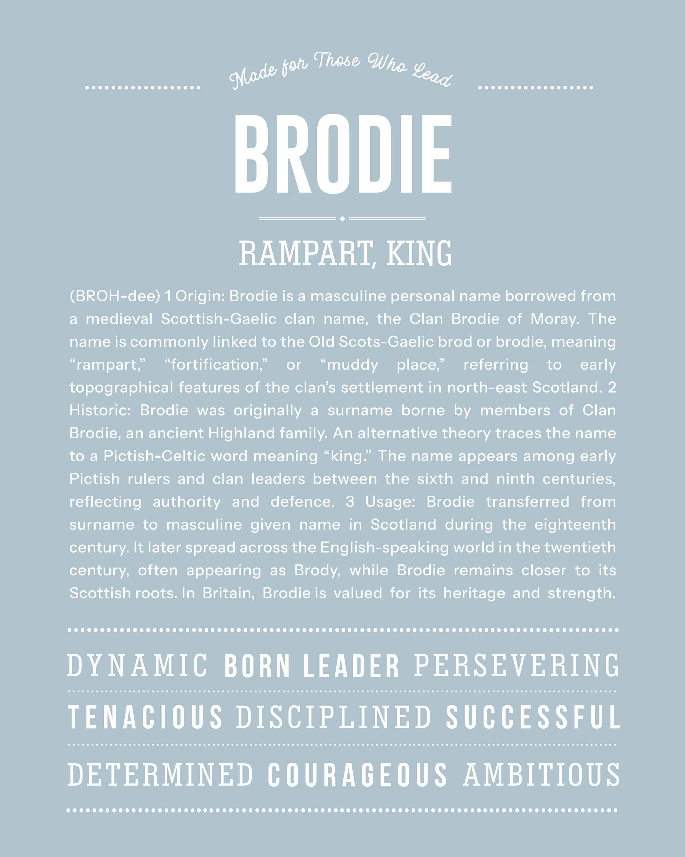 Brodie | Personalised Name Meaning Print – Custom Name Art Gift