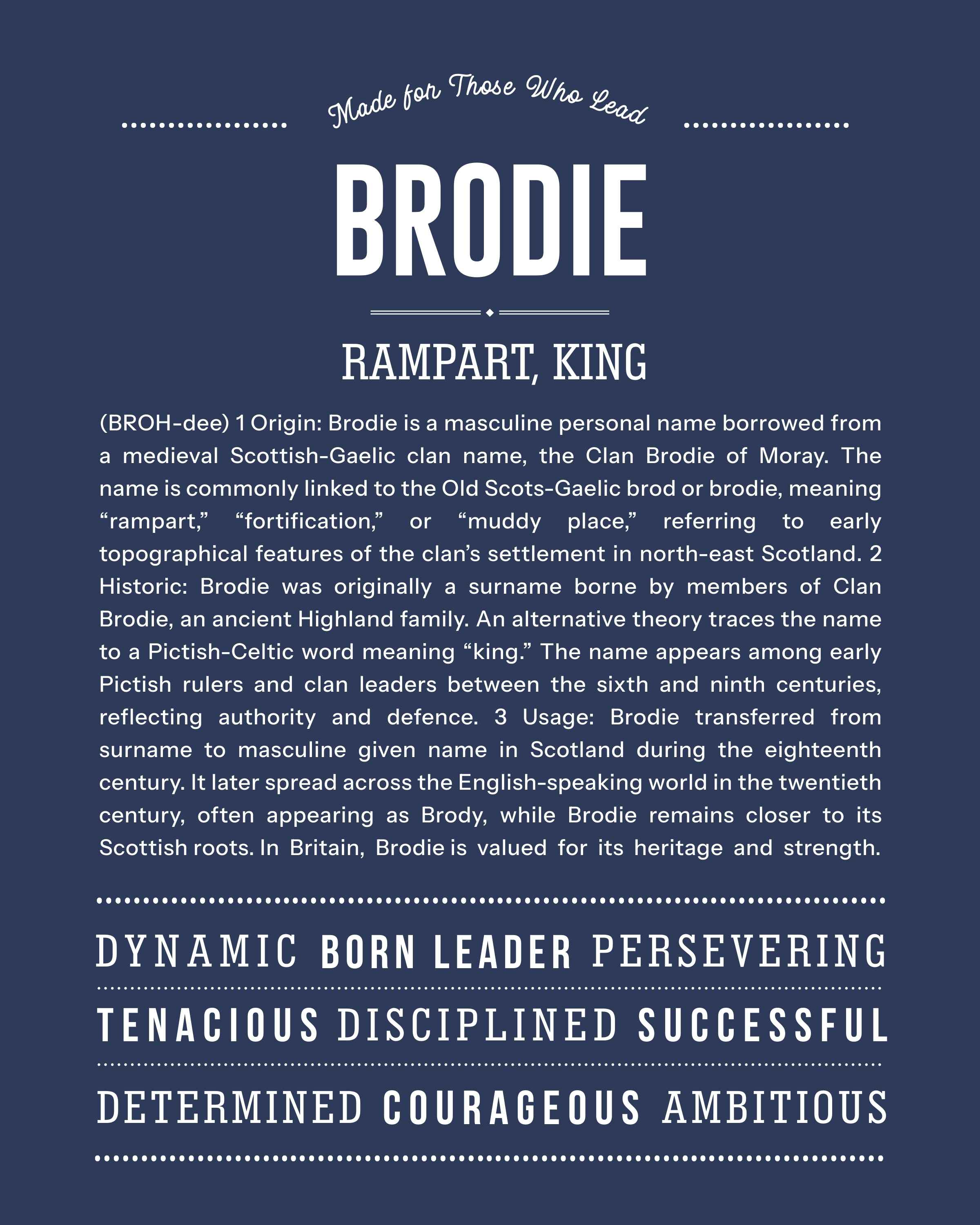 Brodie | Personalised Name Meaning Print – Custom Name Art Gift