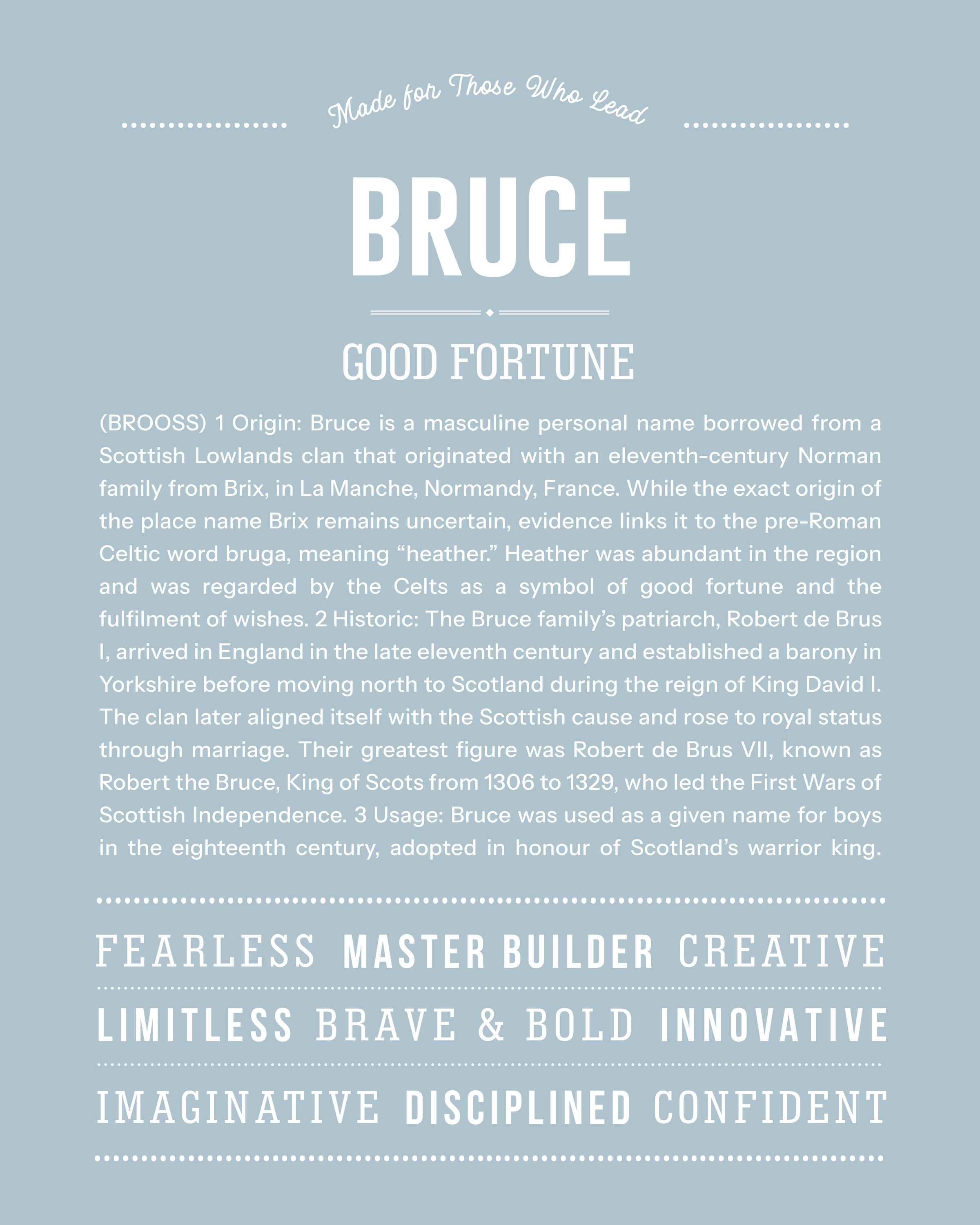 Bruce | Personalised Name Meaning Print – Custom Name Art Gift