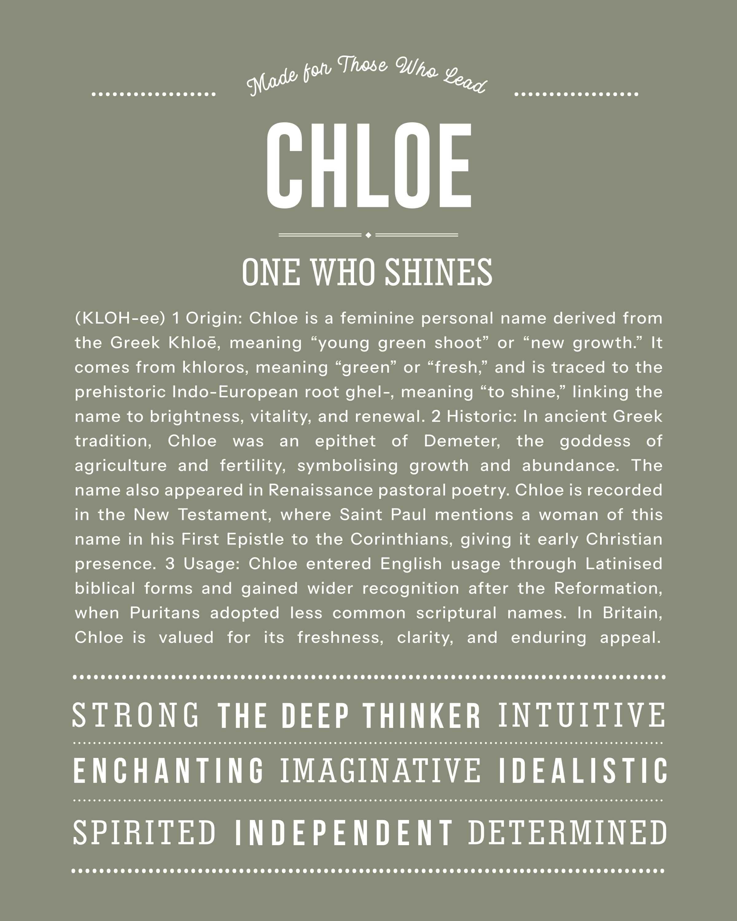 Chloe | Personalised Name Meaning Print – Custom Name Art Gift
