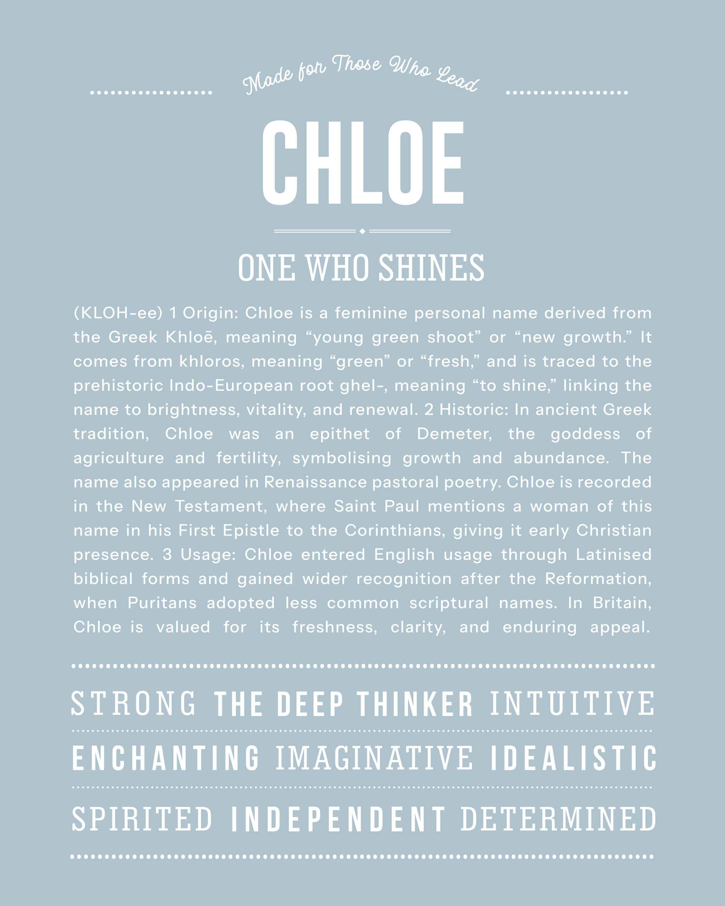 Chloe | Personalised Name Meaning Print – Custom Name Art Gift