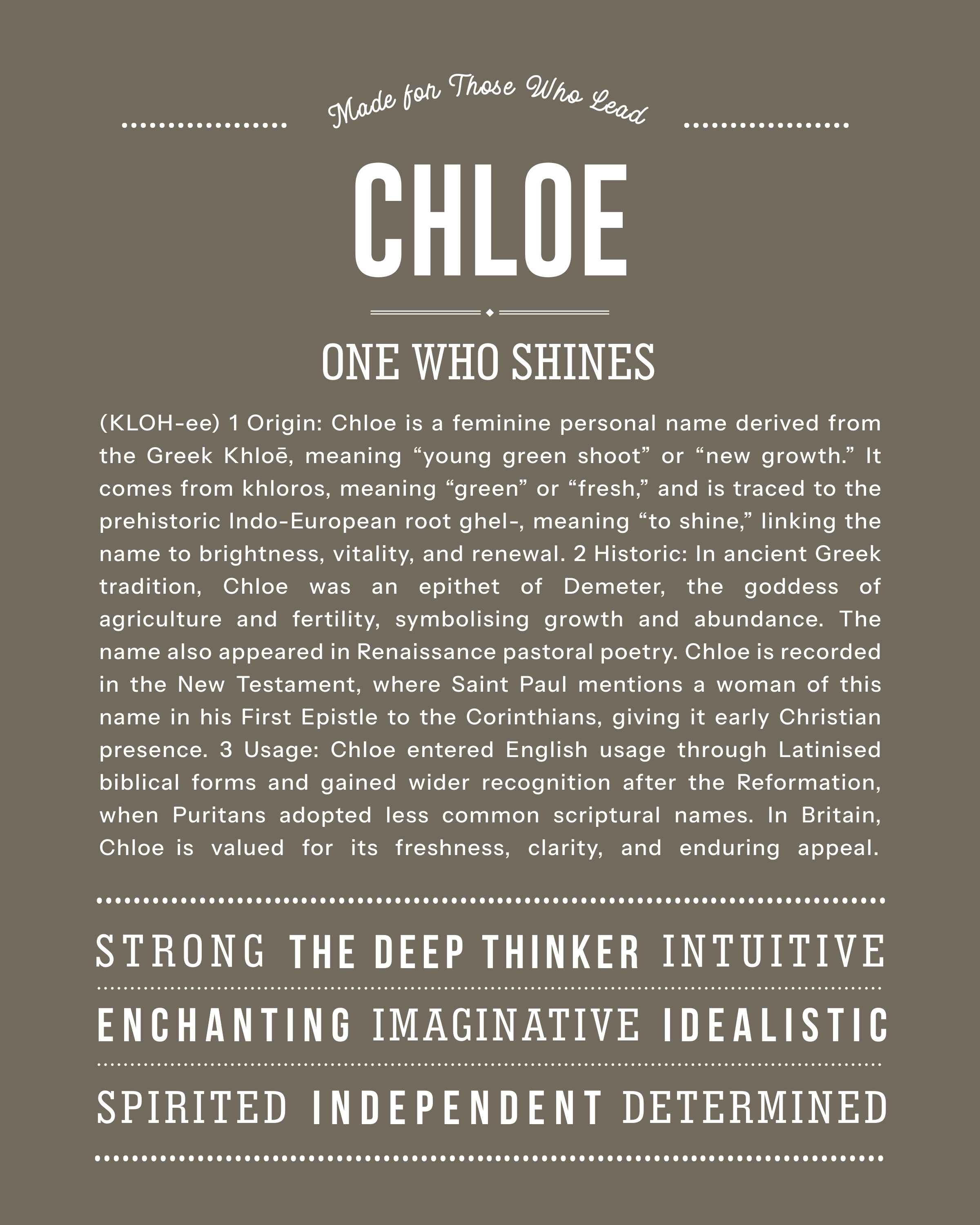 Chloe | Personalised Name Meaning Print – Custom Name Art Gift