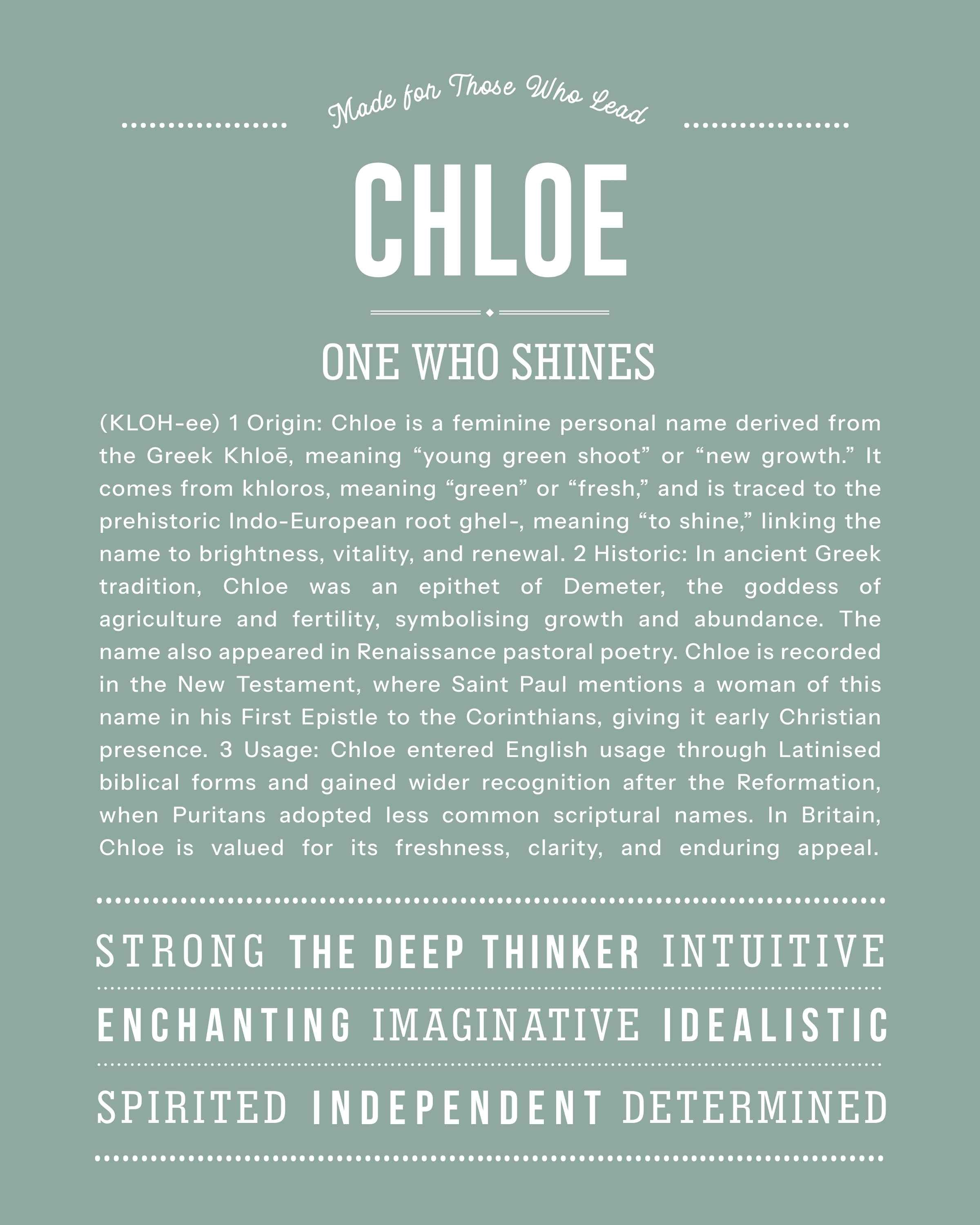 Chloe | Personalised Name Meaning Print – Custom Name Art Gift