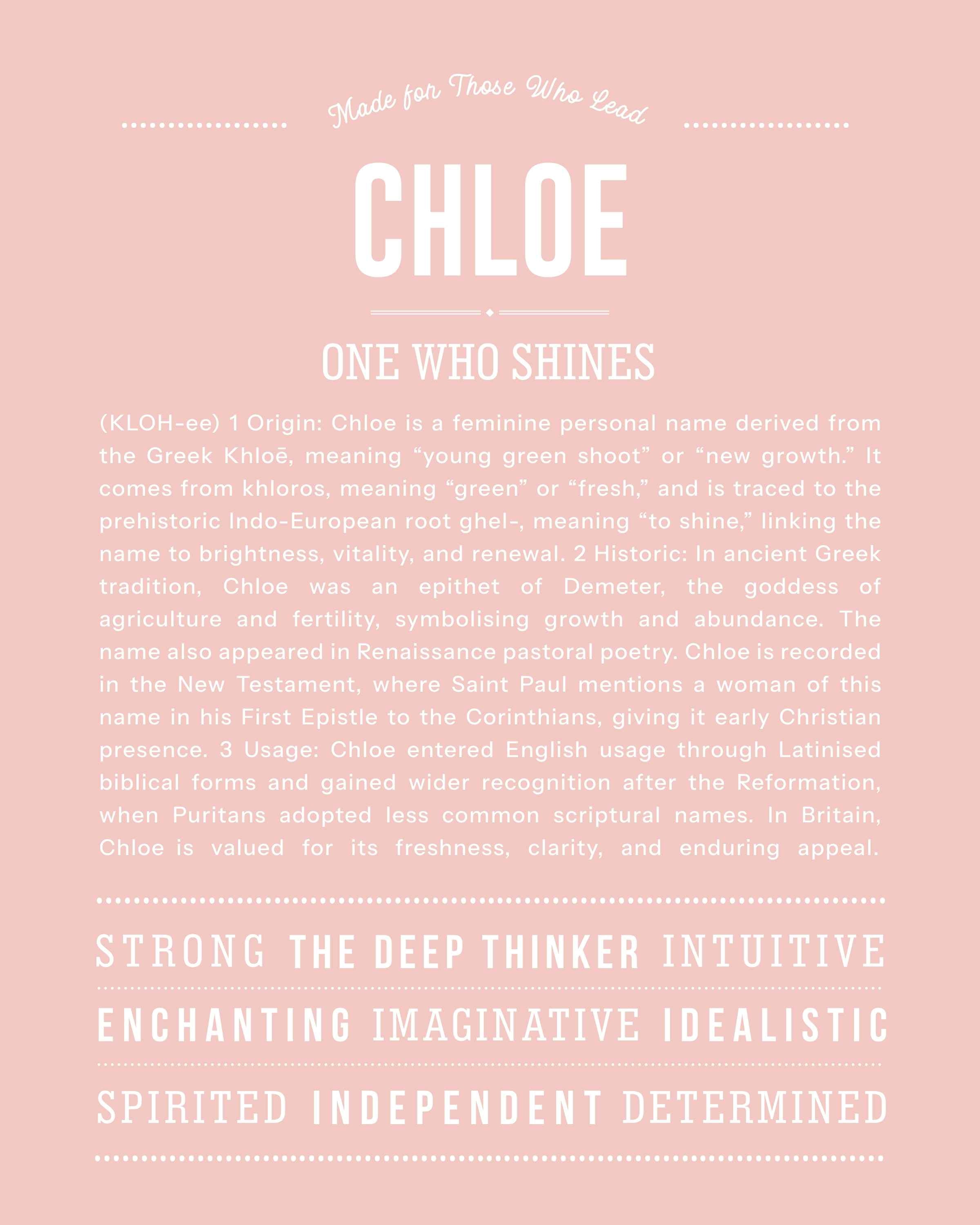 Chloe | Personalised Name Meaning Print – Custom Name Art Gift