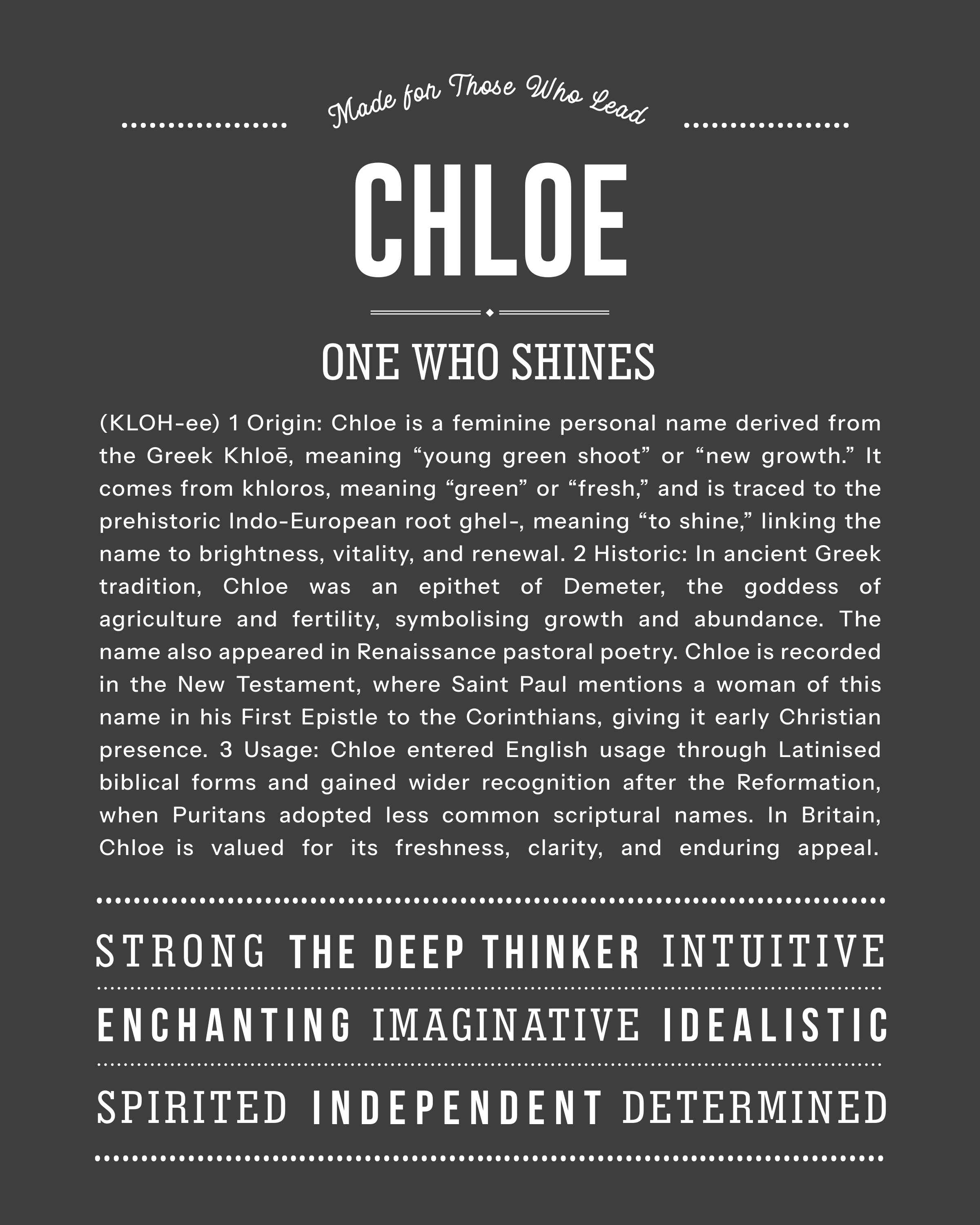 Chloe | Personalised Name Meaning Print – Custom Name Art Gift