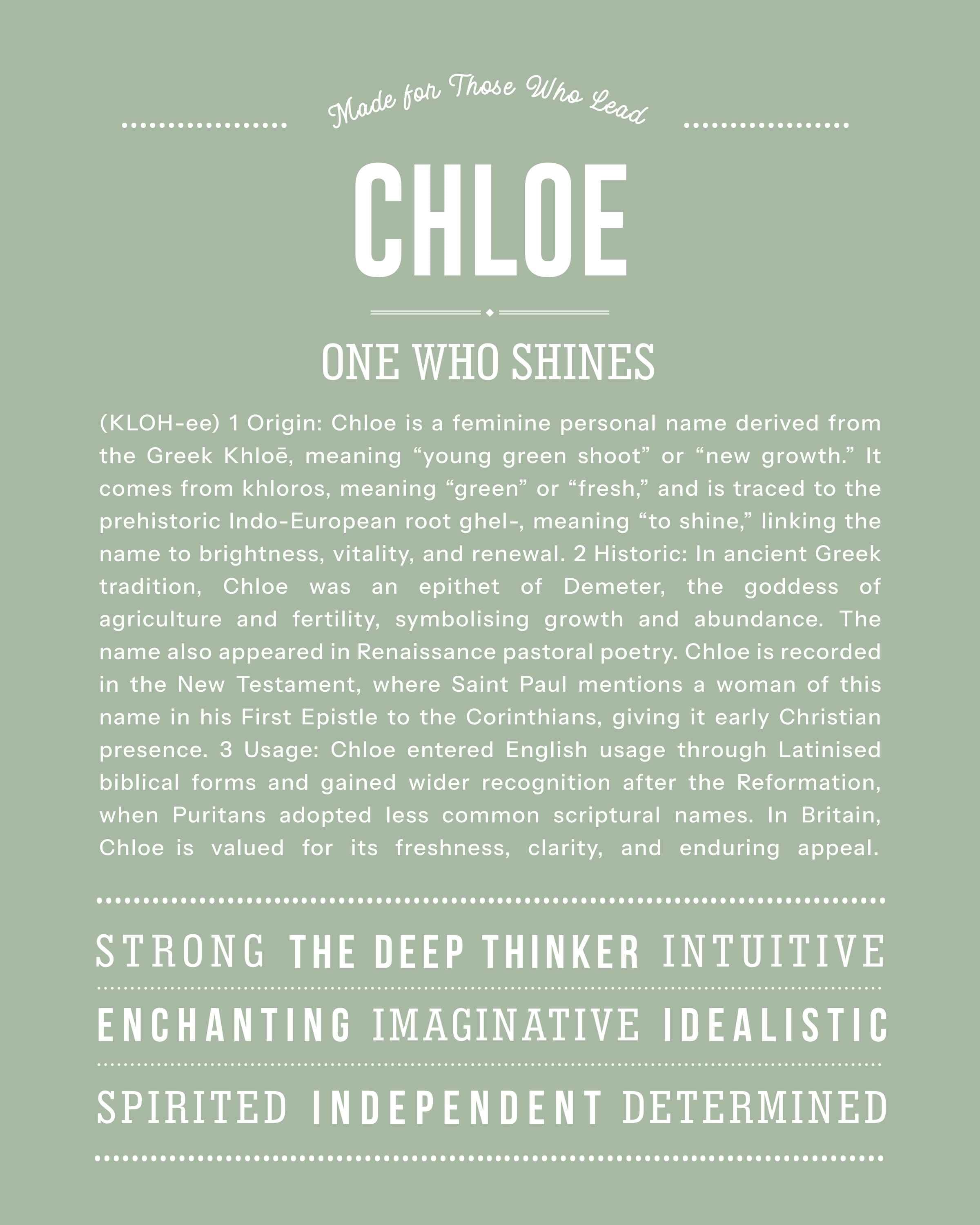 Chloe | Personalised Name Meaning Print – Custom Name Art Gift