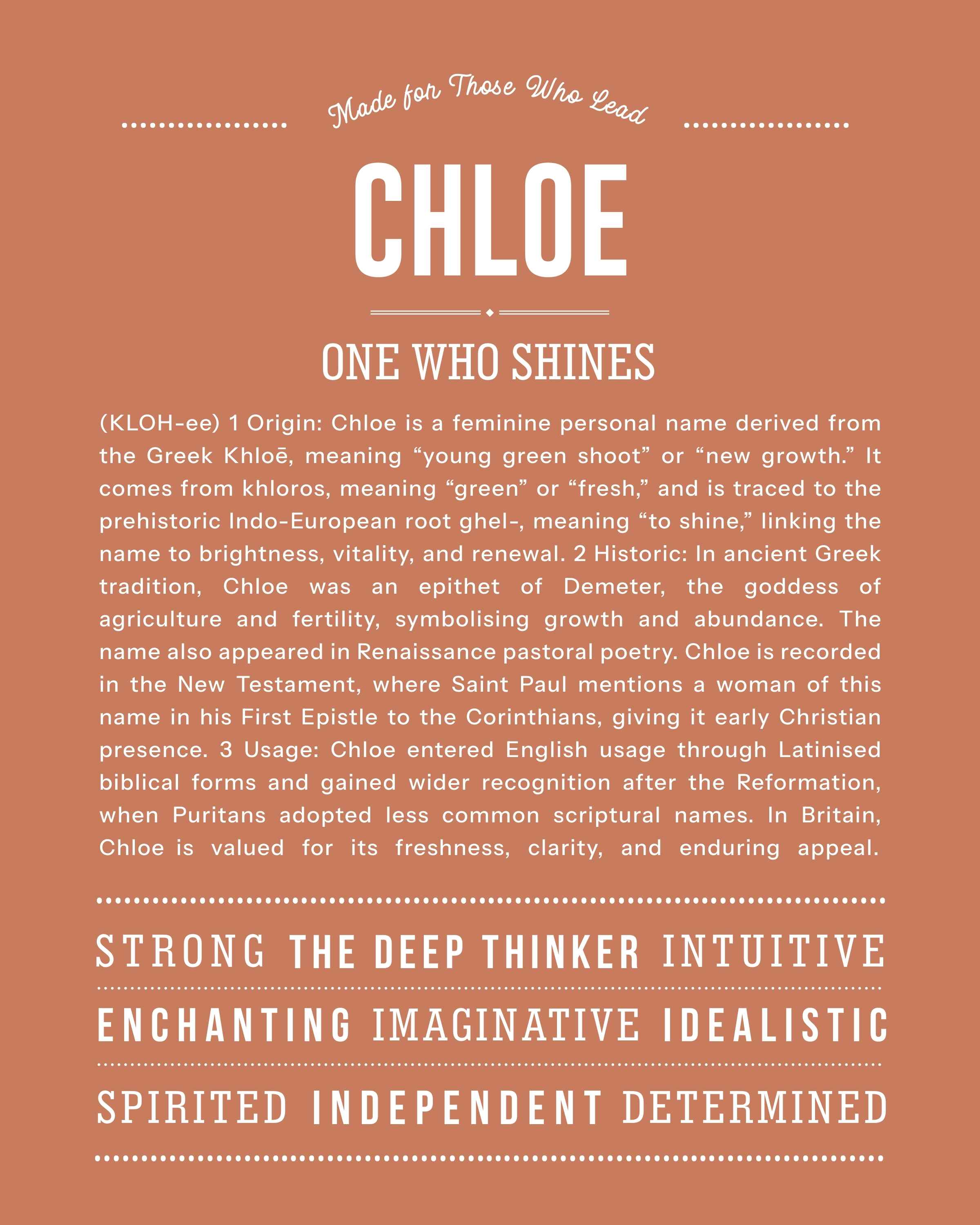 Chloe | Personalised Name Meaning Print – Custom Name Art Gift