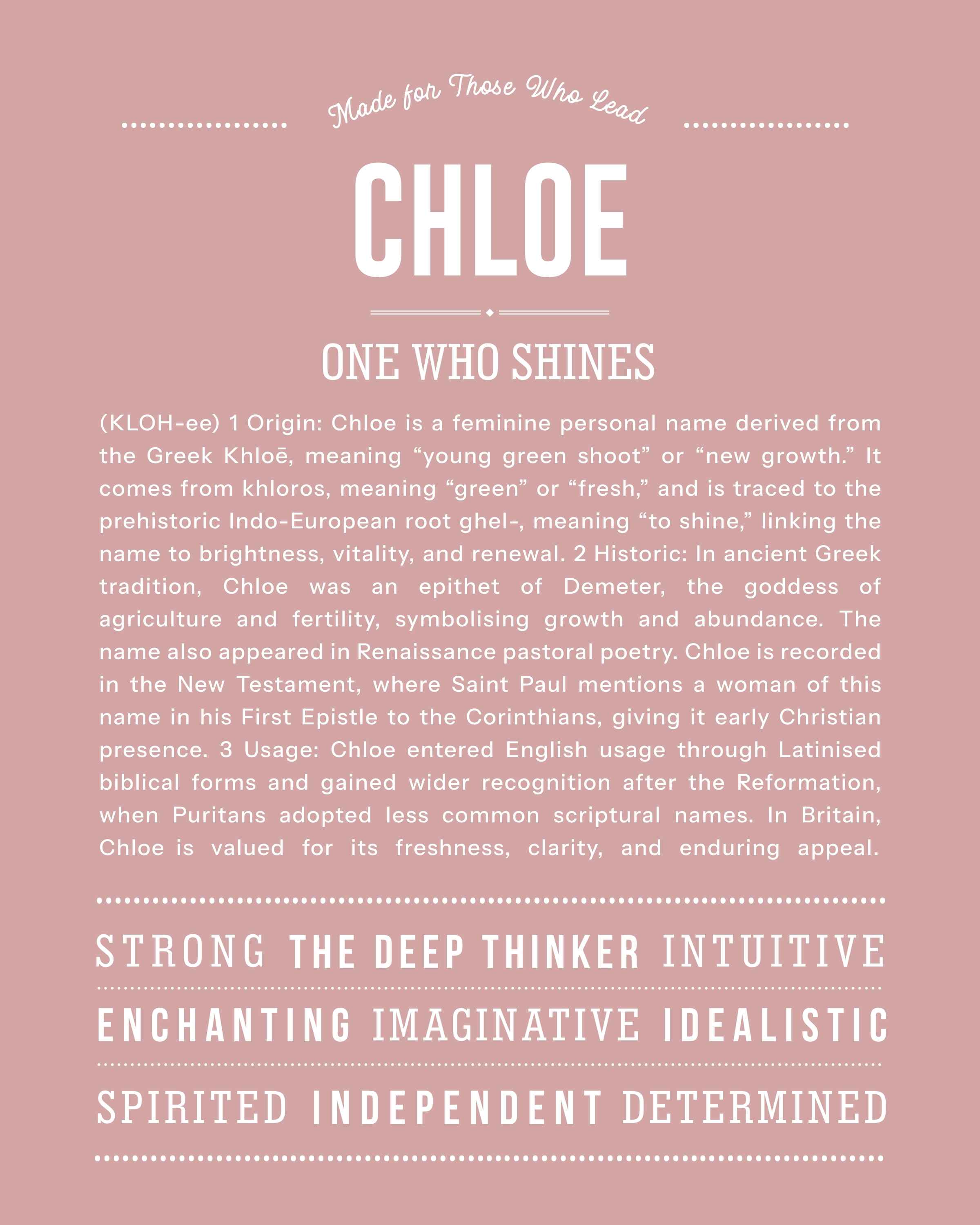 Chloe | Personalised Name Meaning Print – Custom Name Art Gift