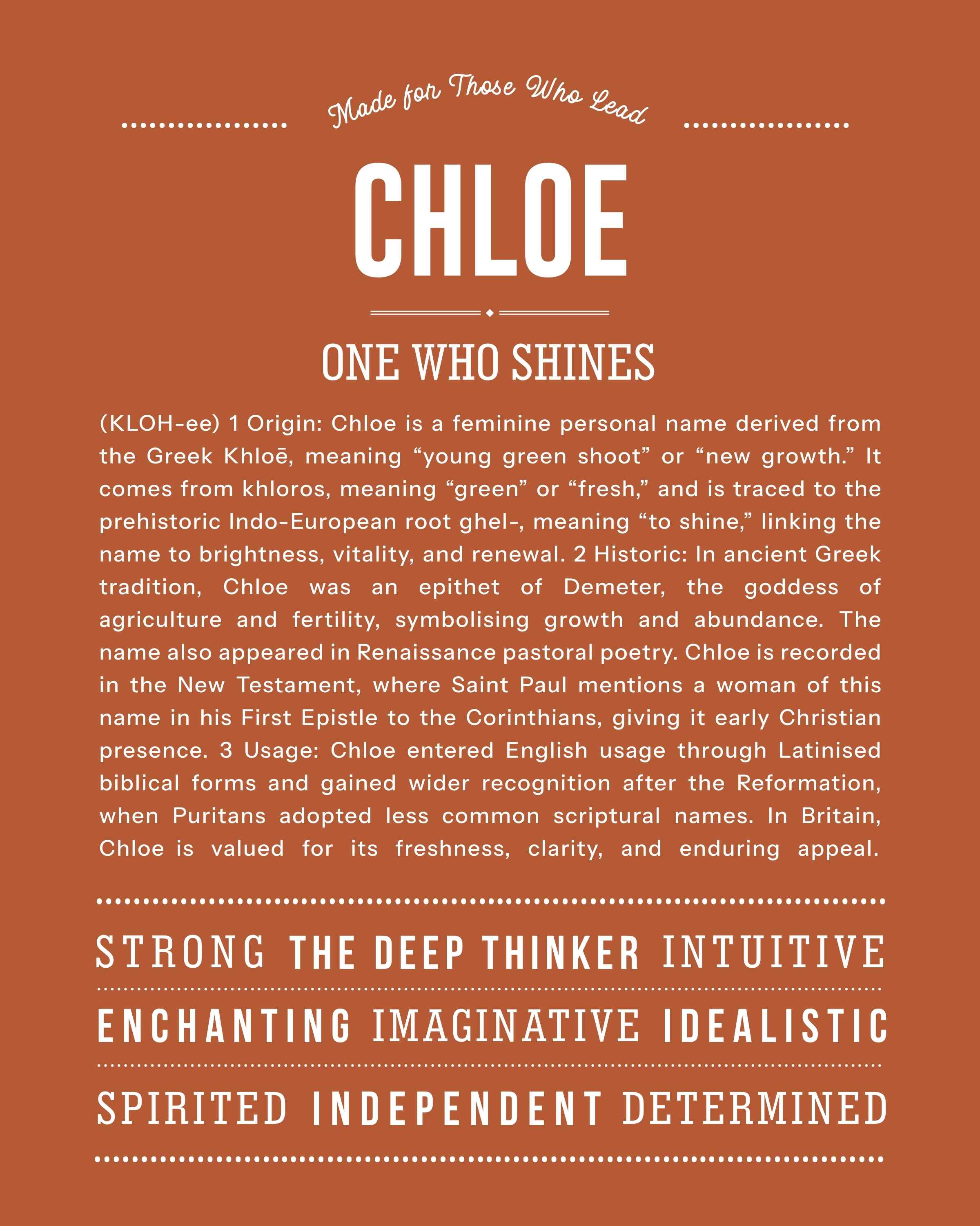 Chloe | Personalised Name Meaning Print – Custom Name Art Gift