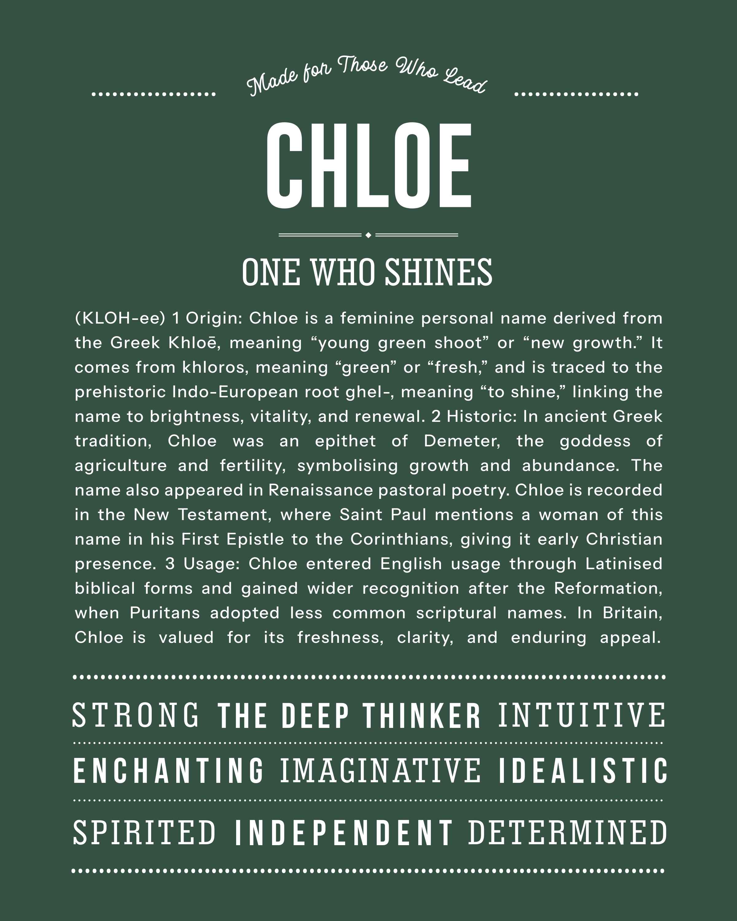 Chloe | Personalised Name Meaning Print – Custom Name Art Gift