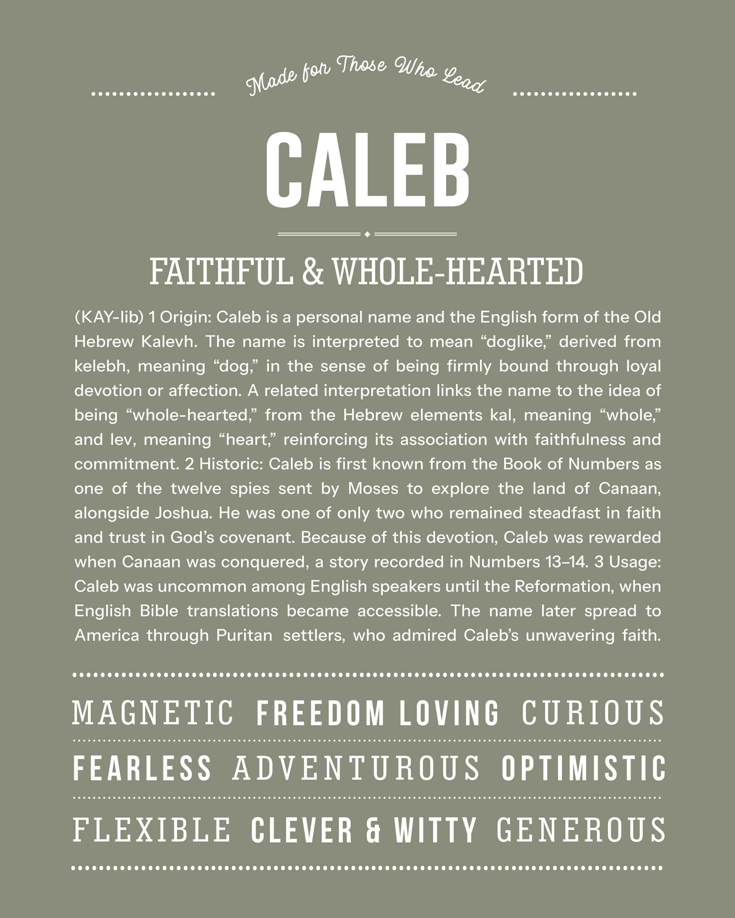 Caleb | Personalised Name Meaning Print – Custom Name Art Gift