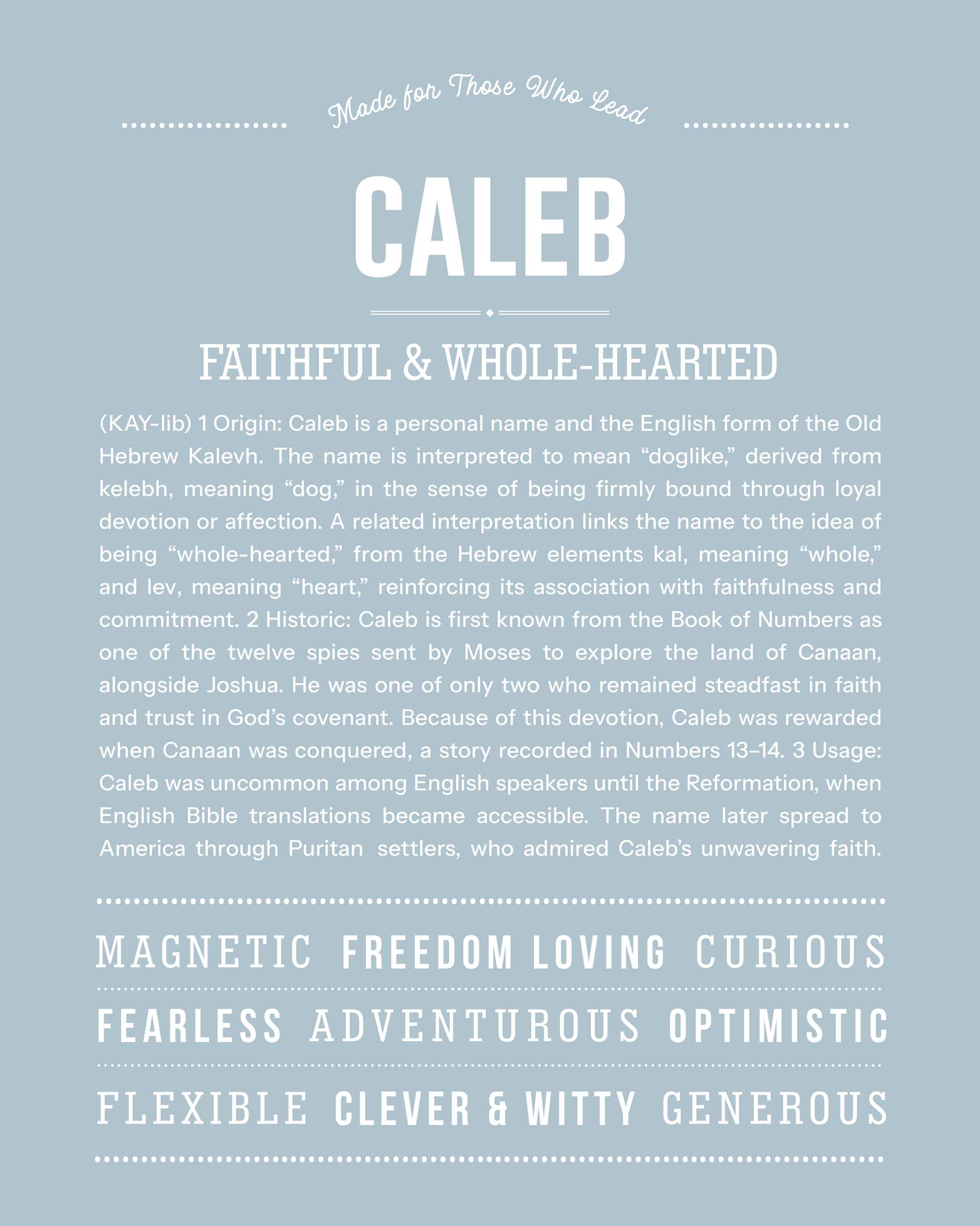 Caleb | Personalised Name Meaning Print – Custom Name Art Gift