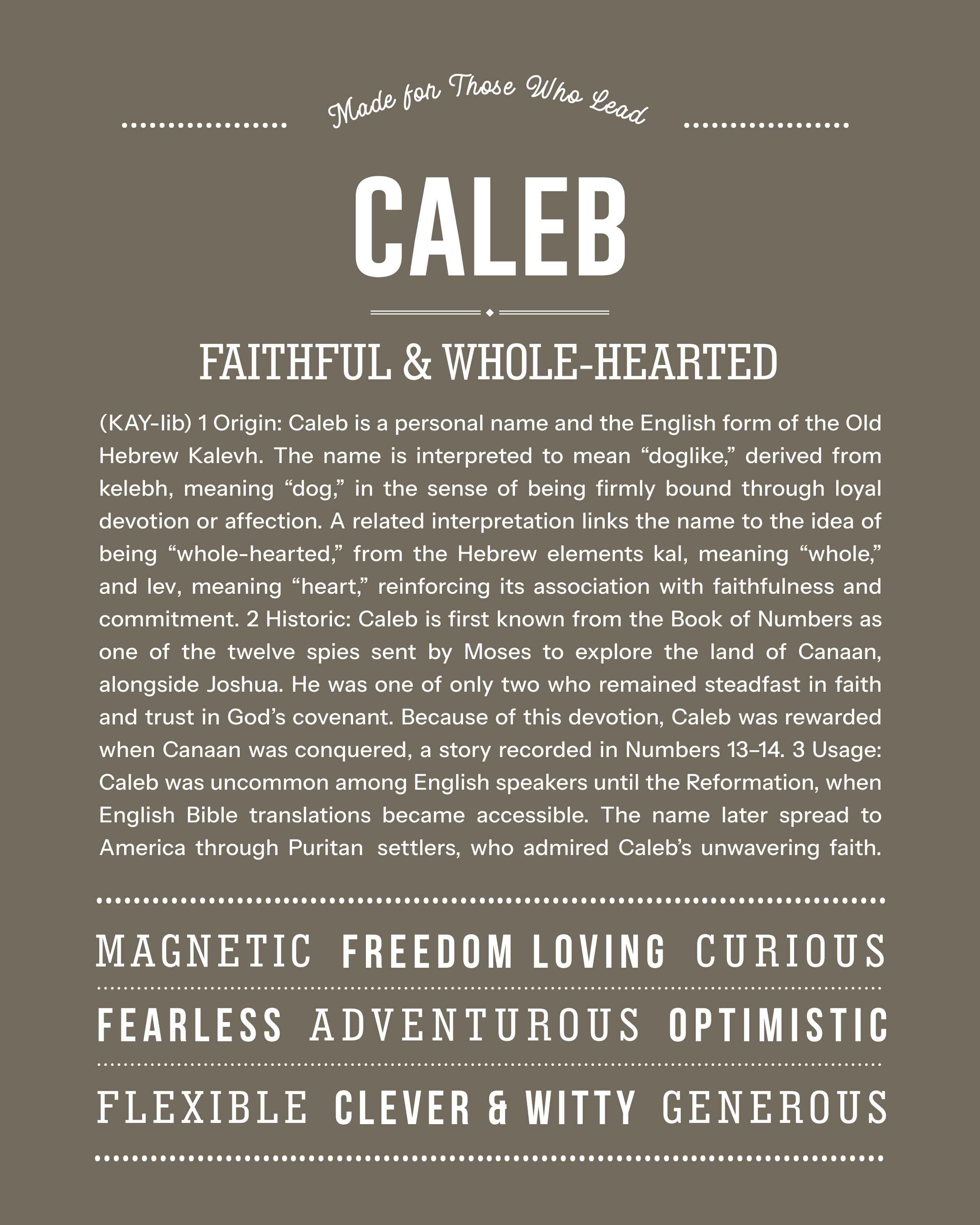 Caleb | Personalised Name Meaning Print – Custom Name Art Gift
