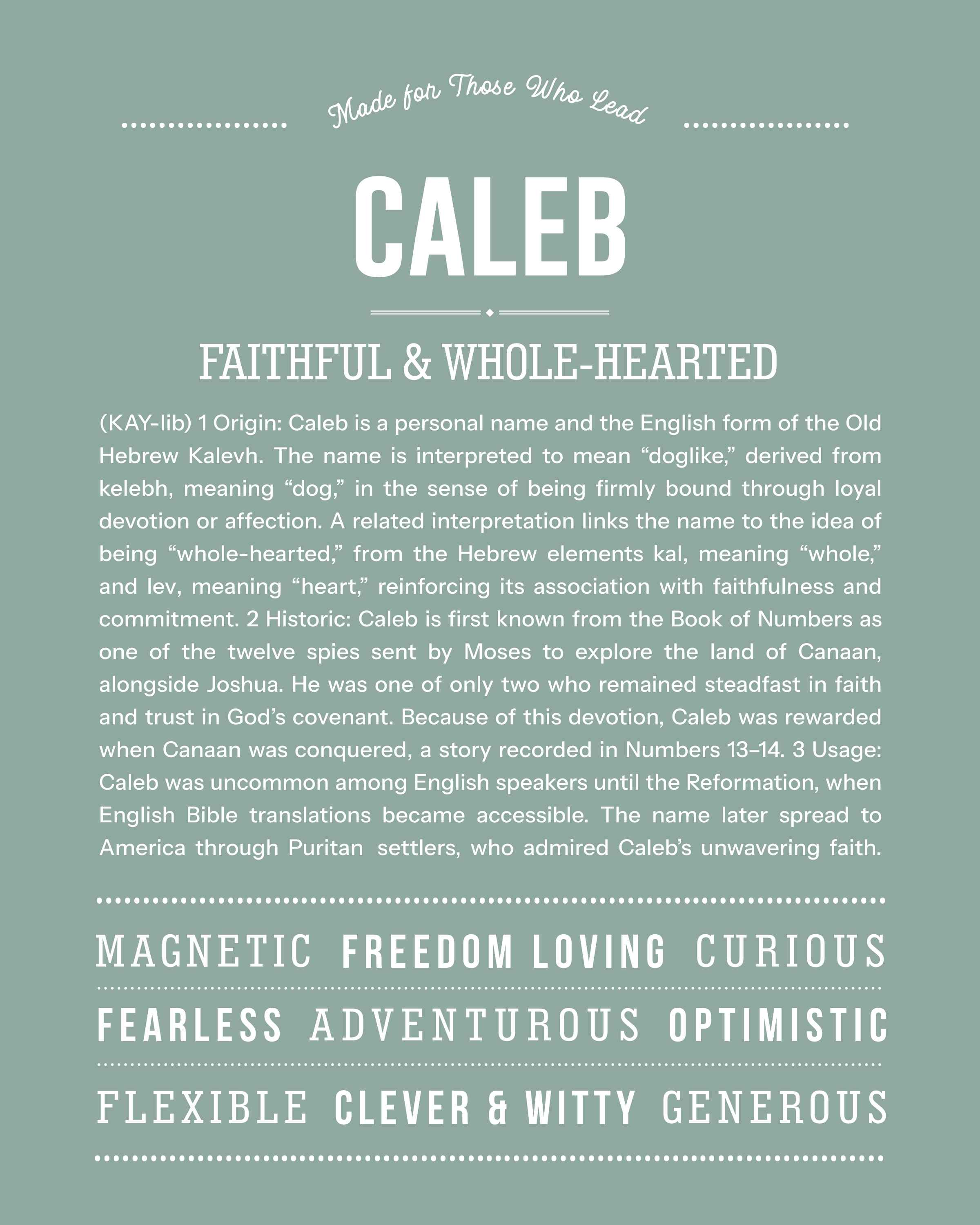 Caleb | Personalised Name Meaning Print – Custom Name Art Gift