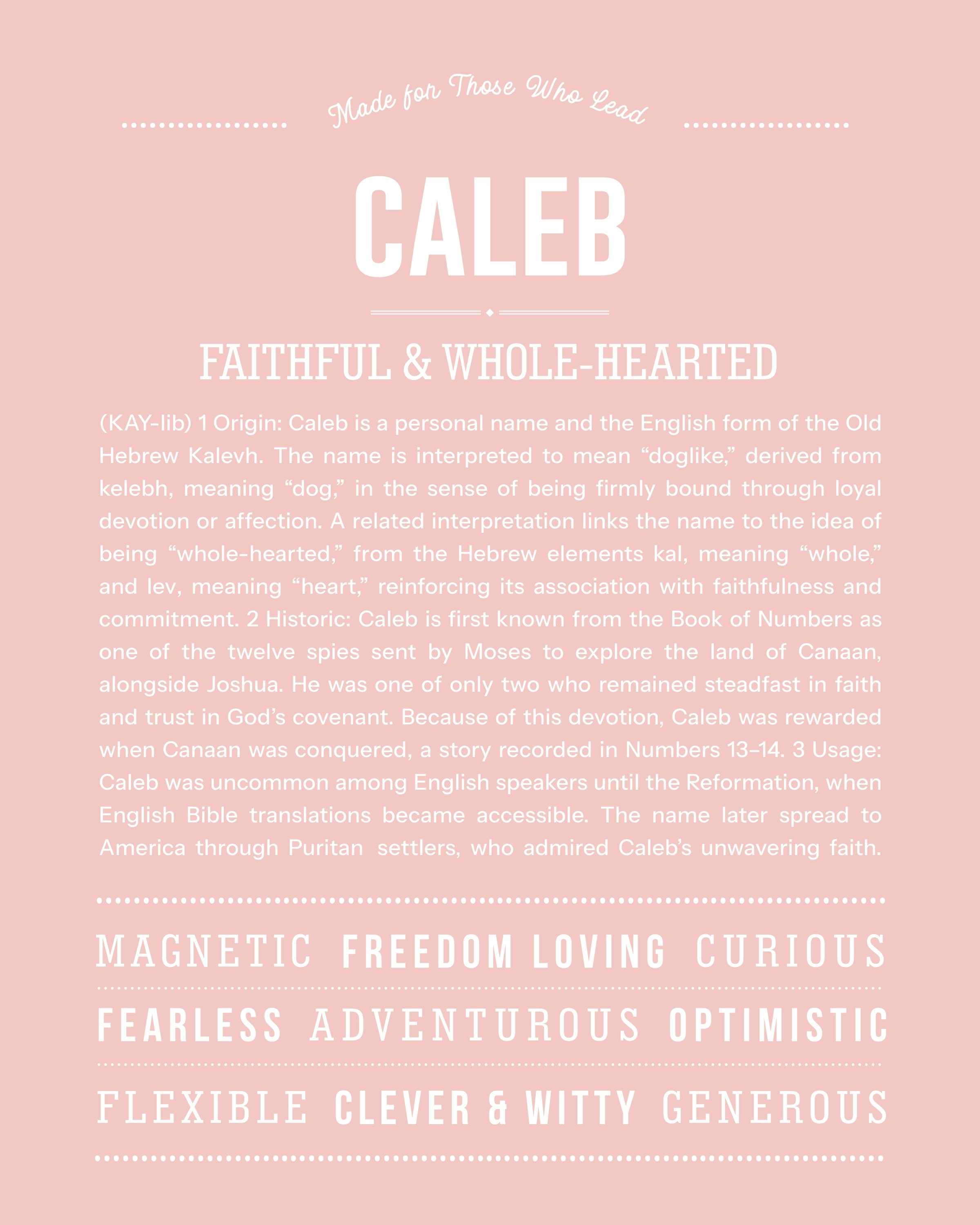 Caleb | Personalised Name Meaning Print – Custom Name Art Gift