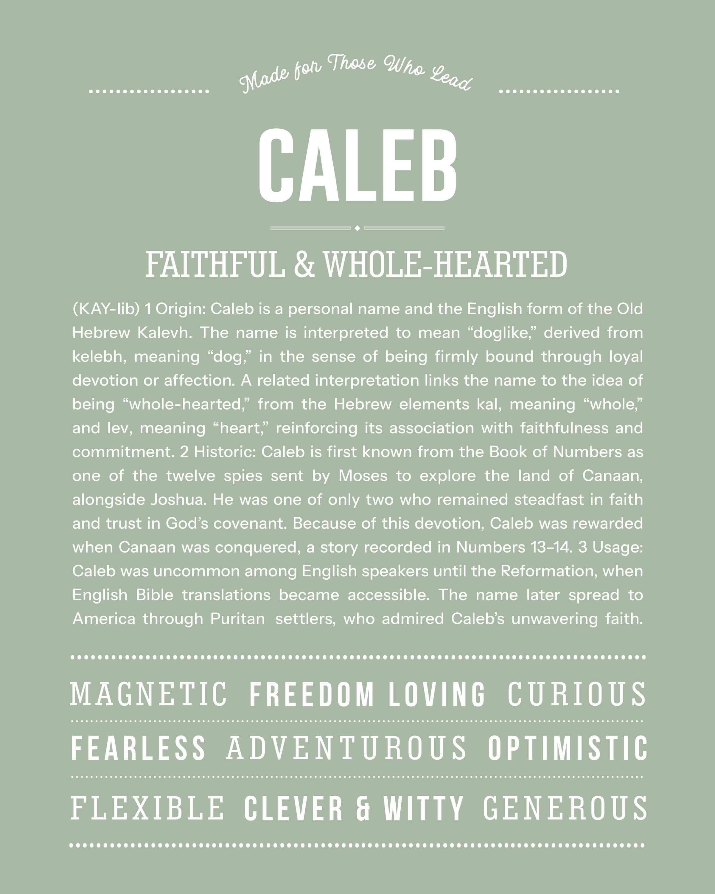 Caleb | Personalised Name Meaning Print – Custom Name Art Gift