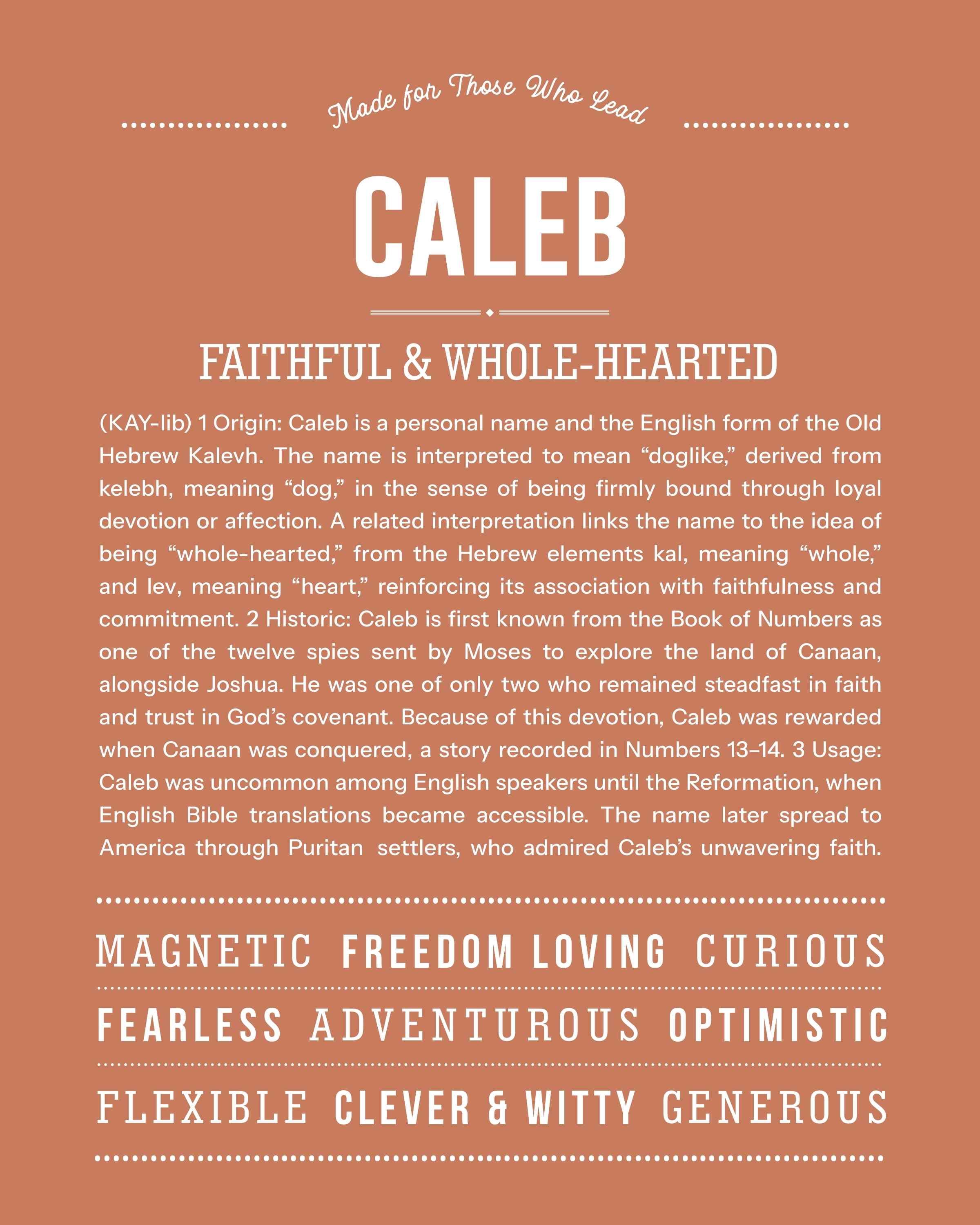 Caleb | Personalised Name Meaning Print – Custom Name Art Gift