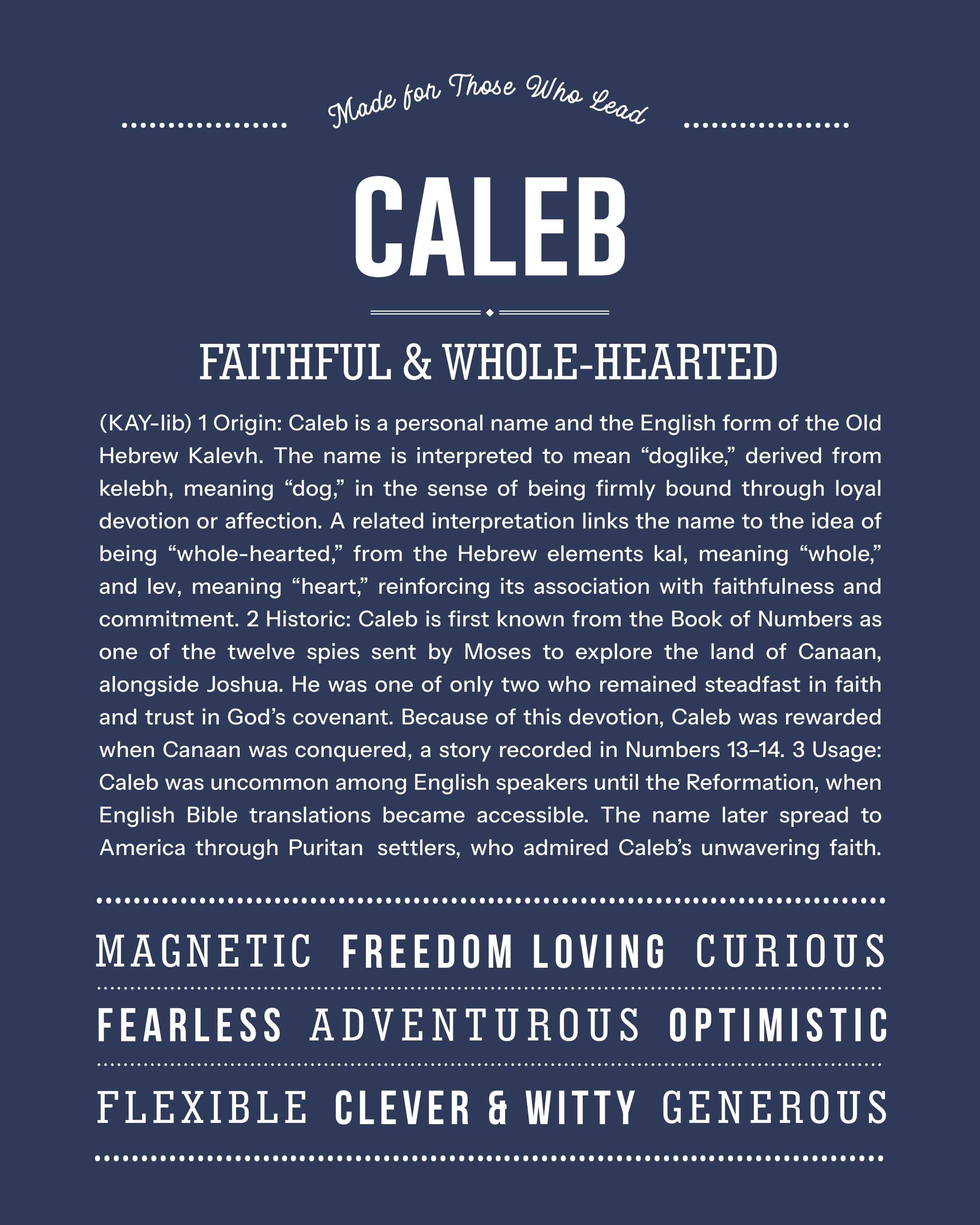 Caleb | Personalised Name Meaning Print – Custom Name Art Gift