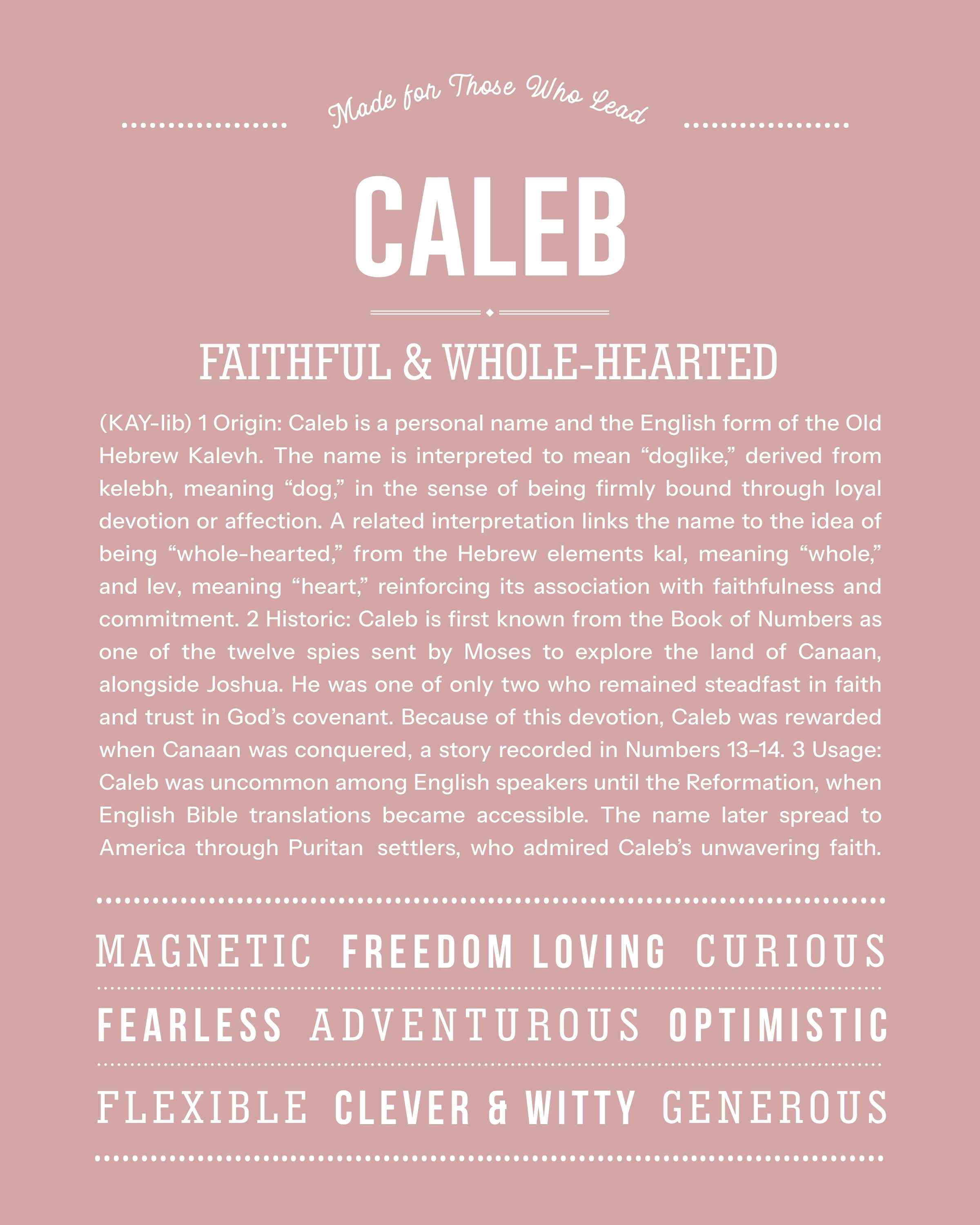 Caleb | Personalised Name Meaning Print – Custom Name Art Gift