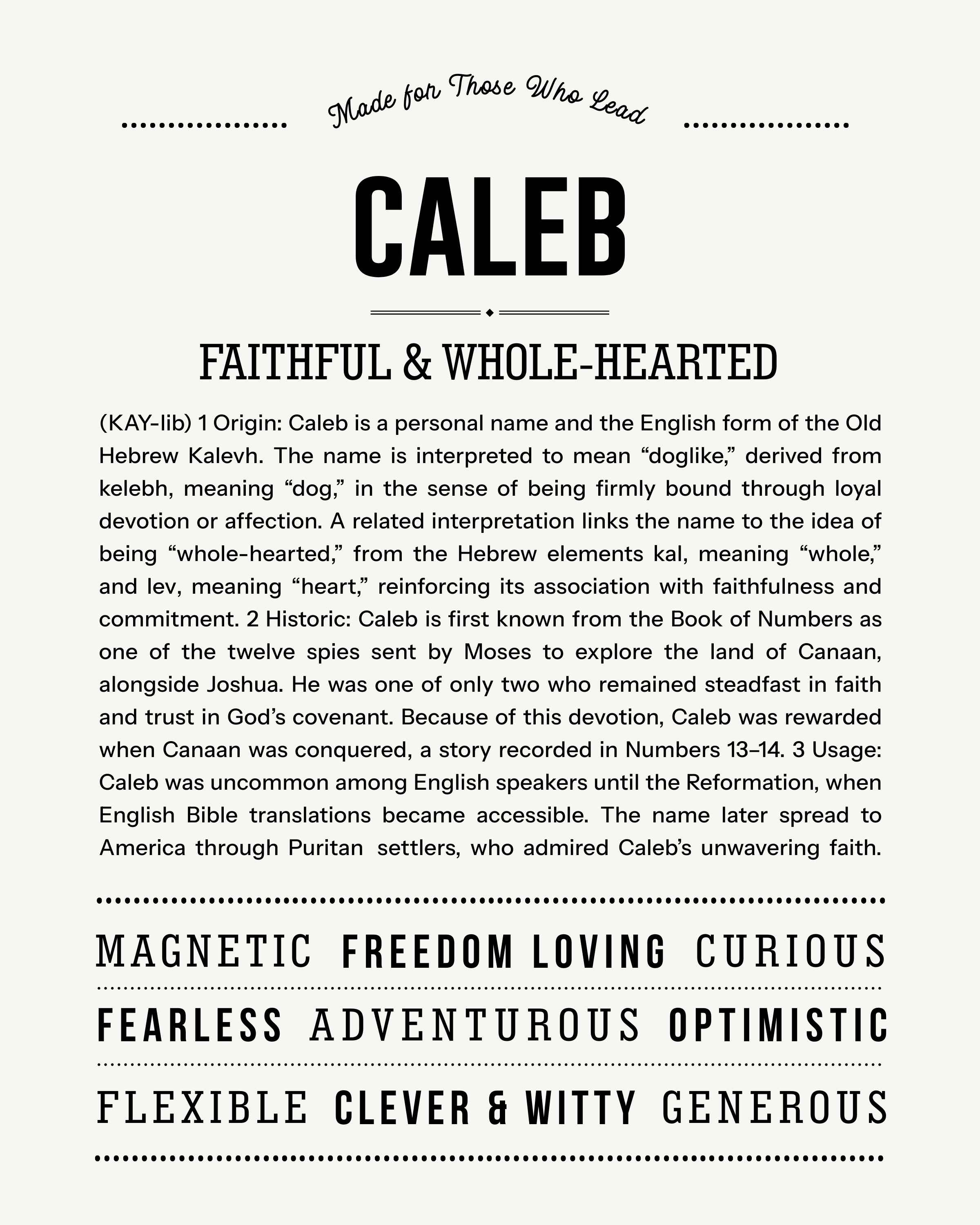 Caleb | Personalised Name Meaning Print – Custom Name Art Gift