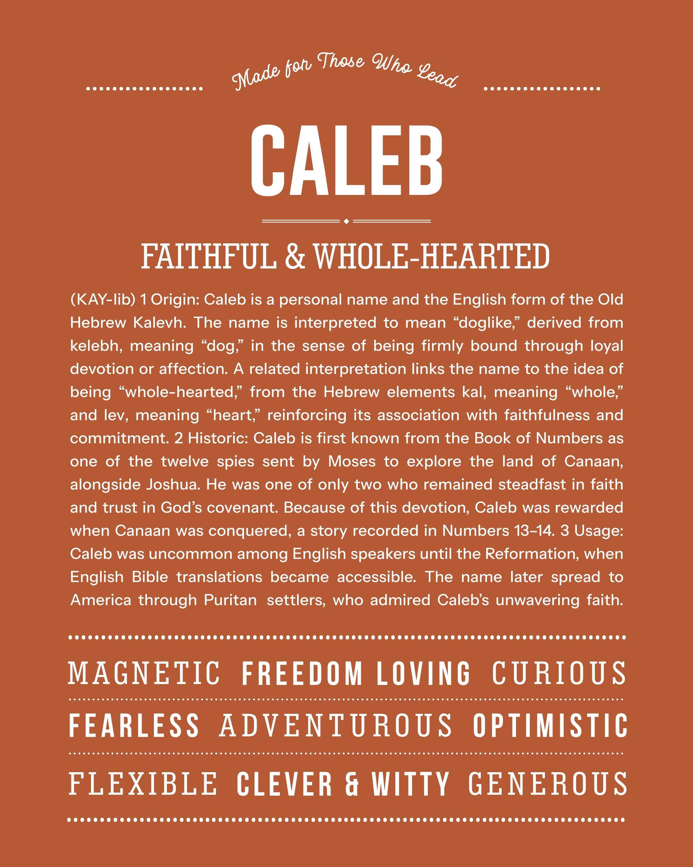 Caleb | Personalised Name Meaning Print – Custom Name Art Gift